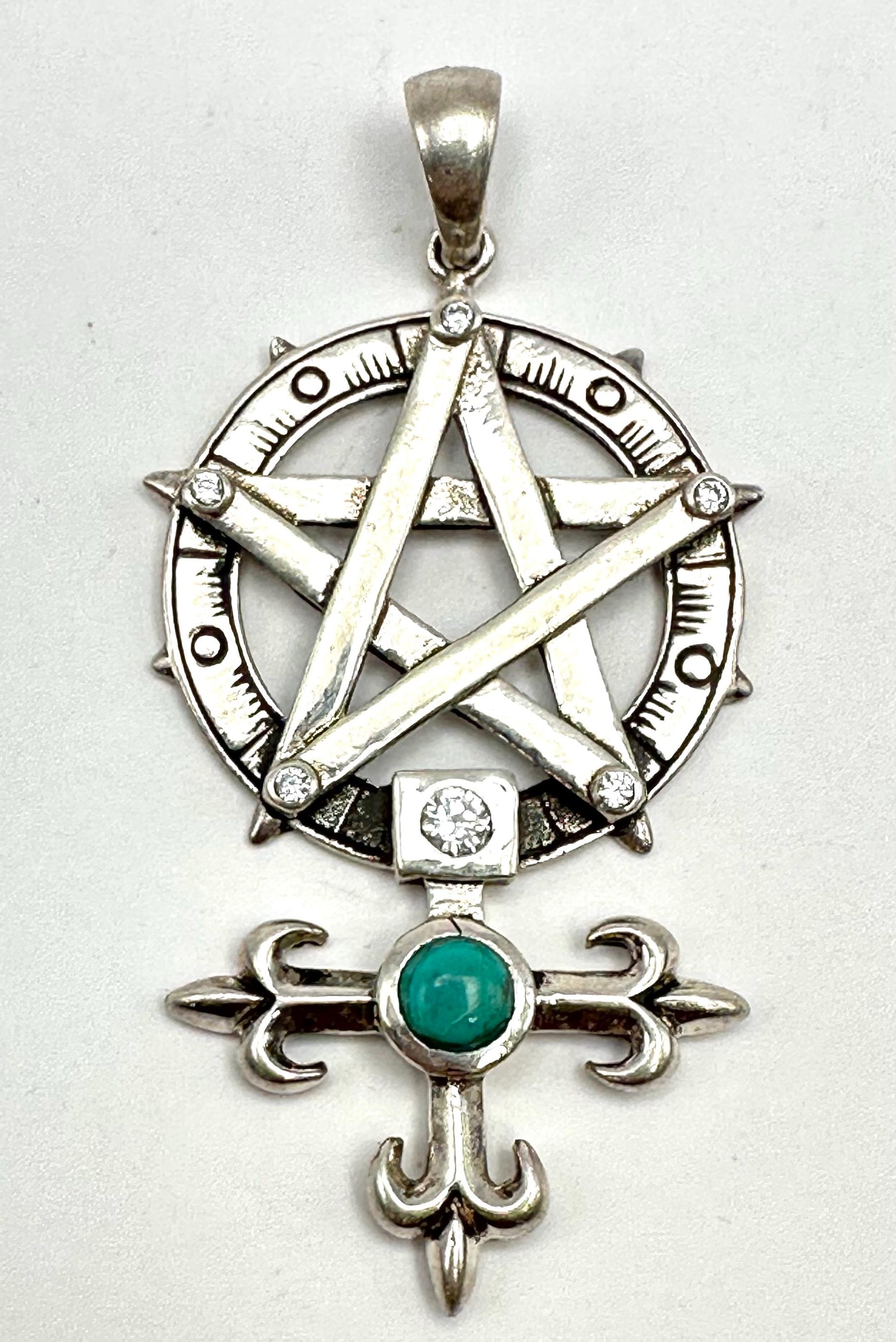 sterling silver, pentagram,cross,gem stone,turquoise