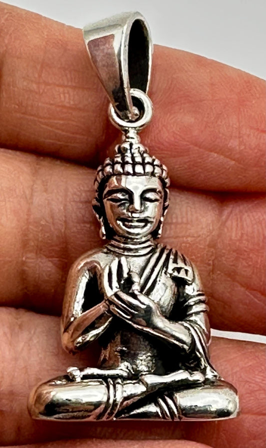 Buddha pendant,sterling silver crafted, meditation,spiritual,amulet,yoga