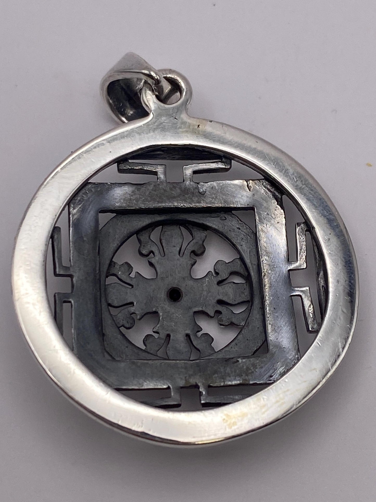 Dorje pendant,Double Dorje ,mandala,Black onyx, handcrafted,sterling silver,Nepalese