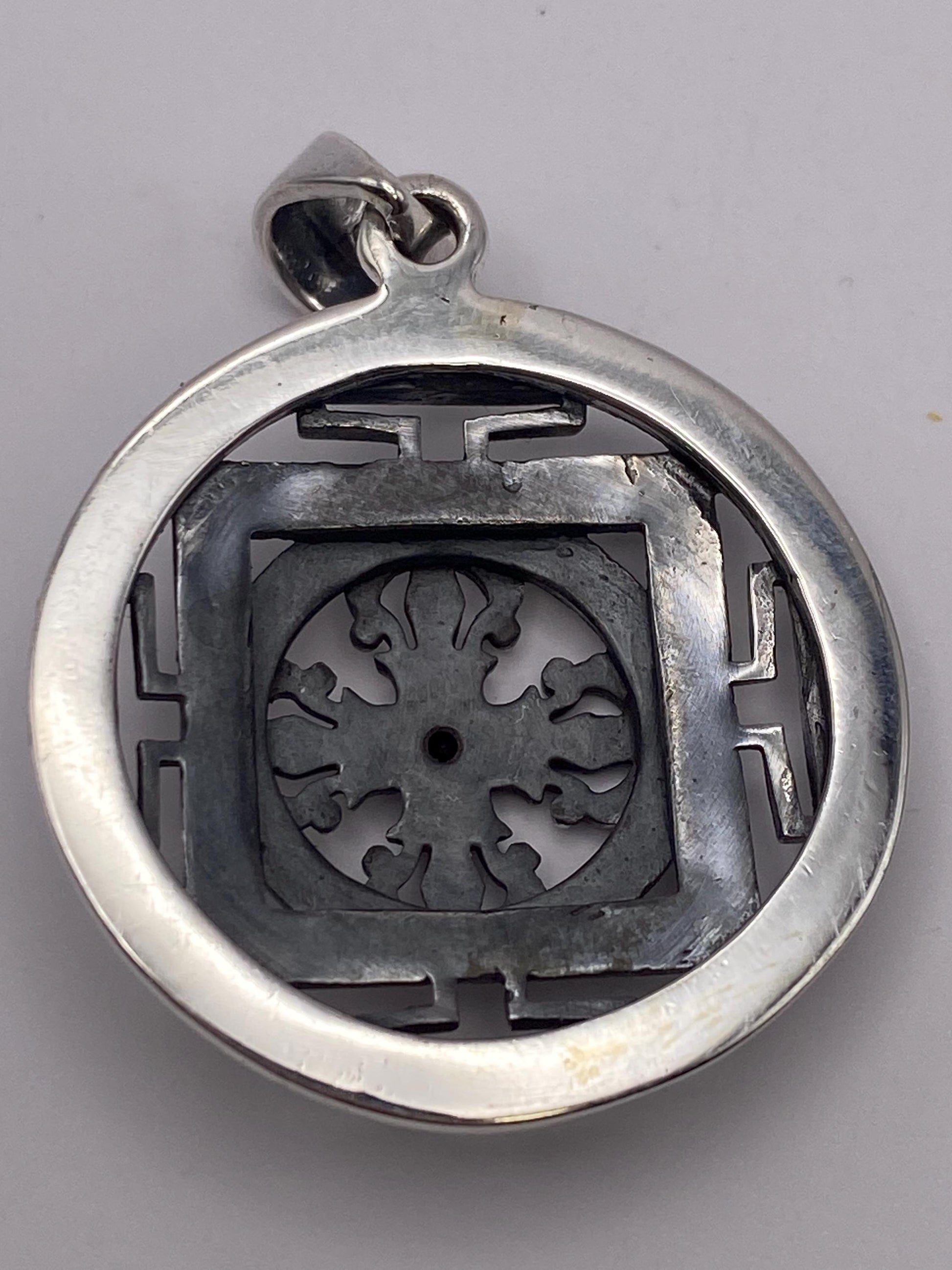 Dorje pendant,Double Dorje ,mandala,Black onyx, handcrafted,sterling silver,Nepalese