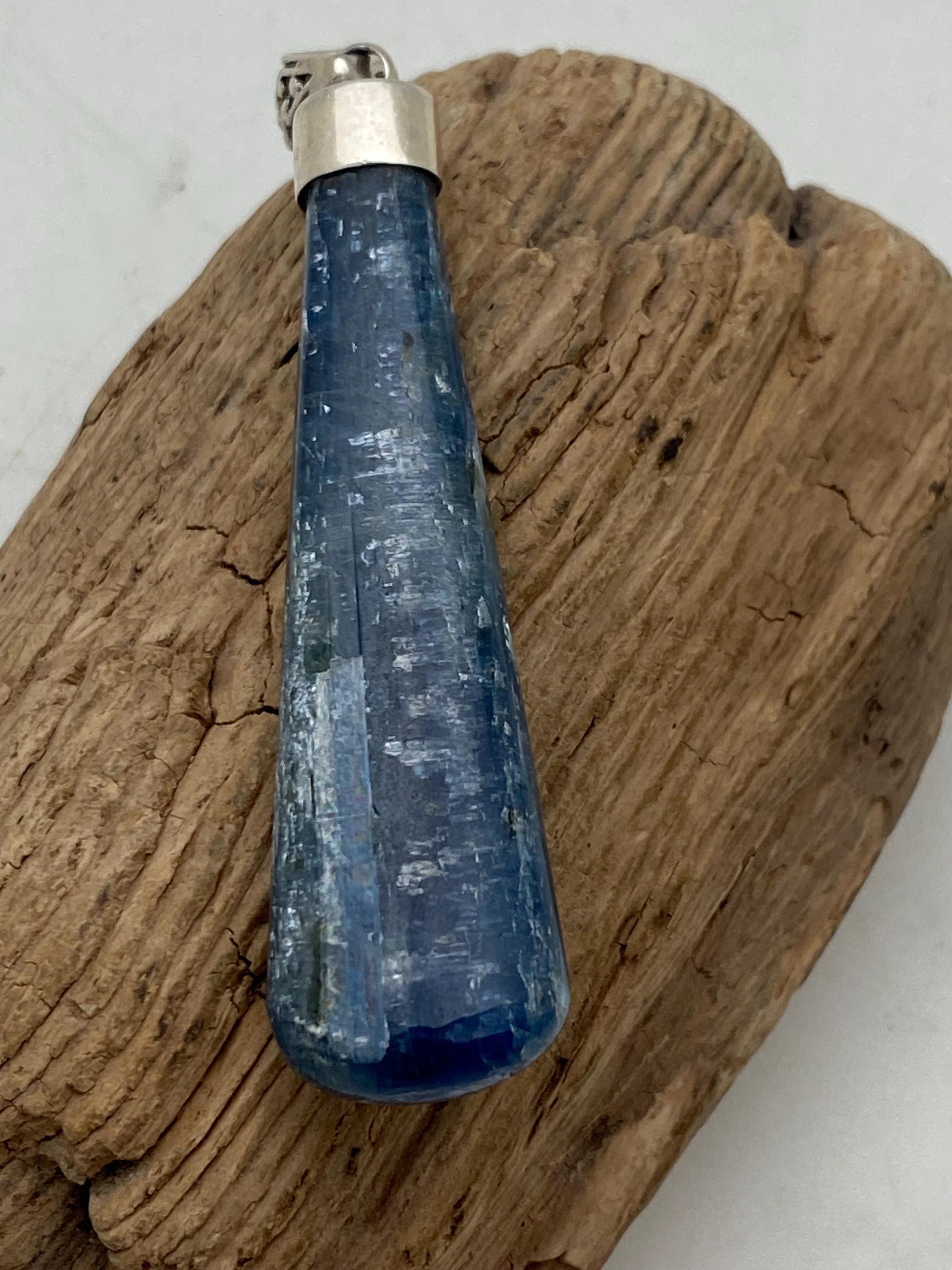 kyanite pendant, handcrafted, sterling silver,Nepalese,kynite carved