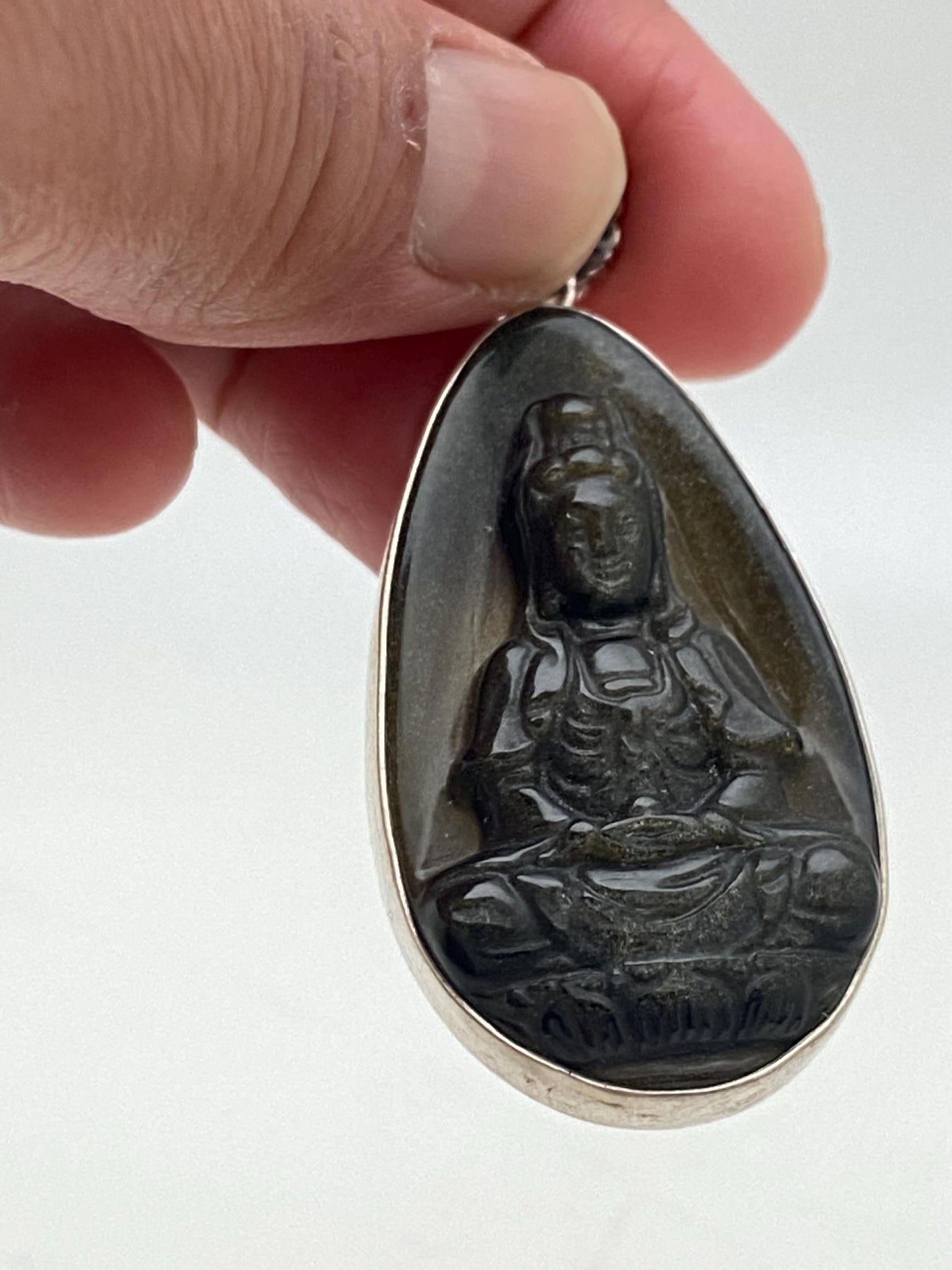 Handcrafted Sterling Silver Quan Yin Pendant: Nepalese God of Compassion