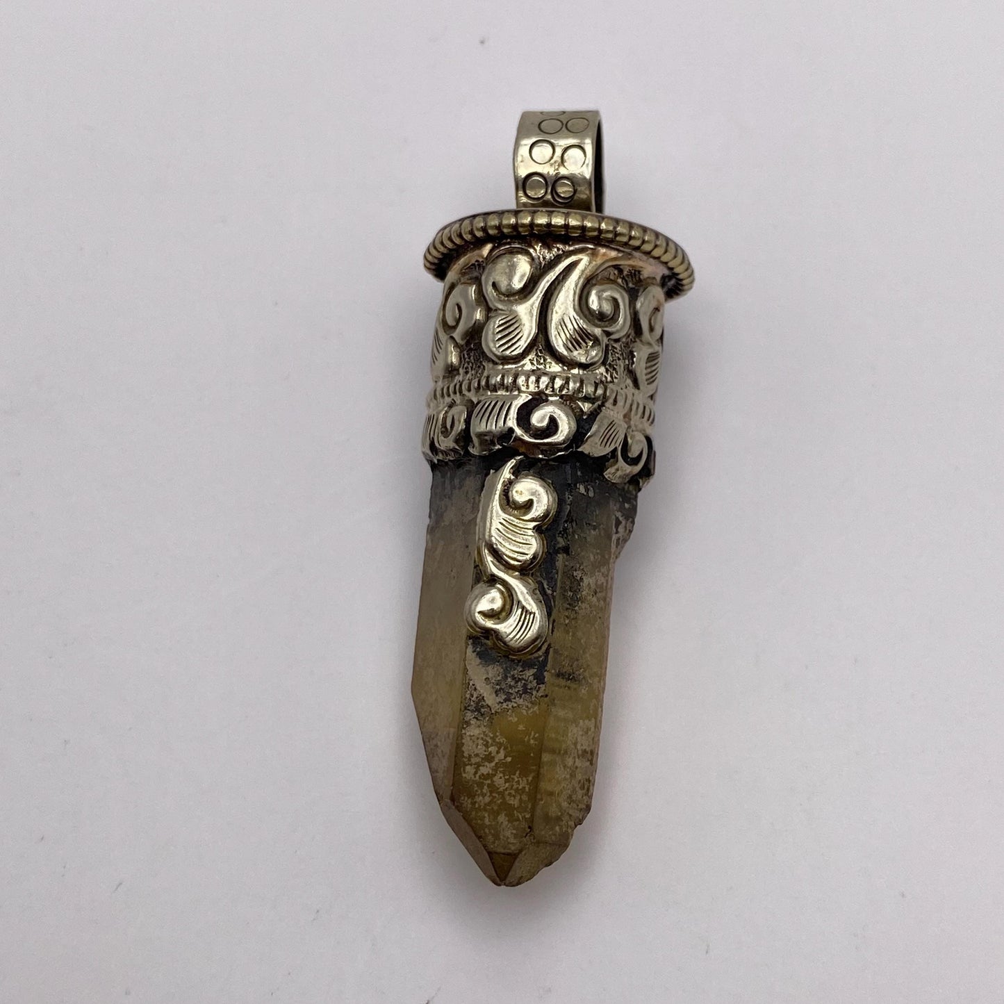 citrine point pendant, handcrafted,Tibetan silver,ethnic style,Nepalese
