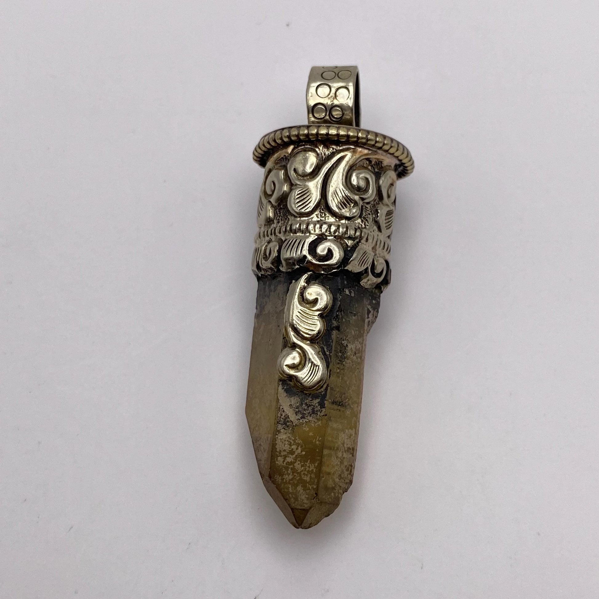 citrine point pendant, handcrafted,Tibetan silver,ethnic style,Nepalese