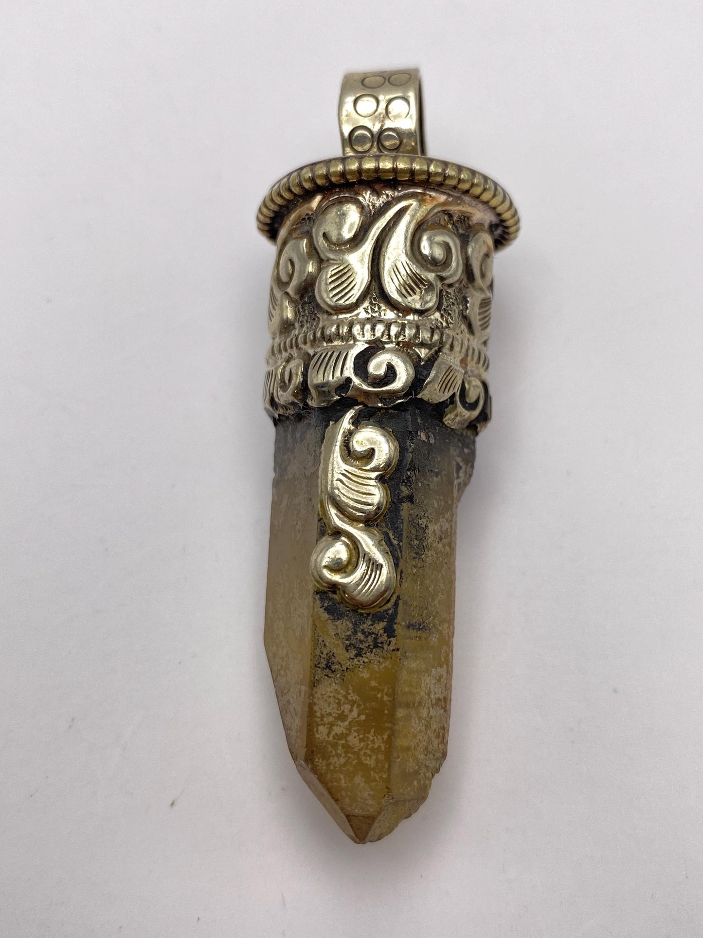 citrine point pendant, handcrafted,Tibetan silver,ethnic style,Nepalese