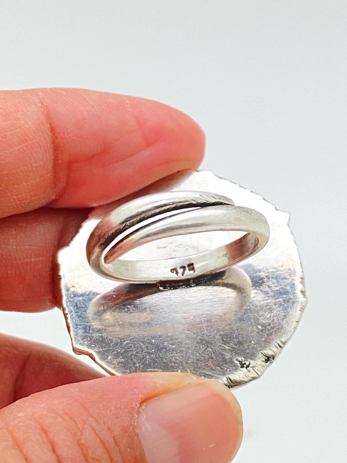 coral ring,handcrafted,sterling silver,Himalayan,Nepalese,ethnic style,floral design,adjustable