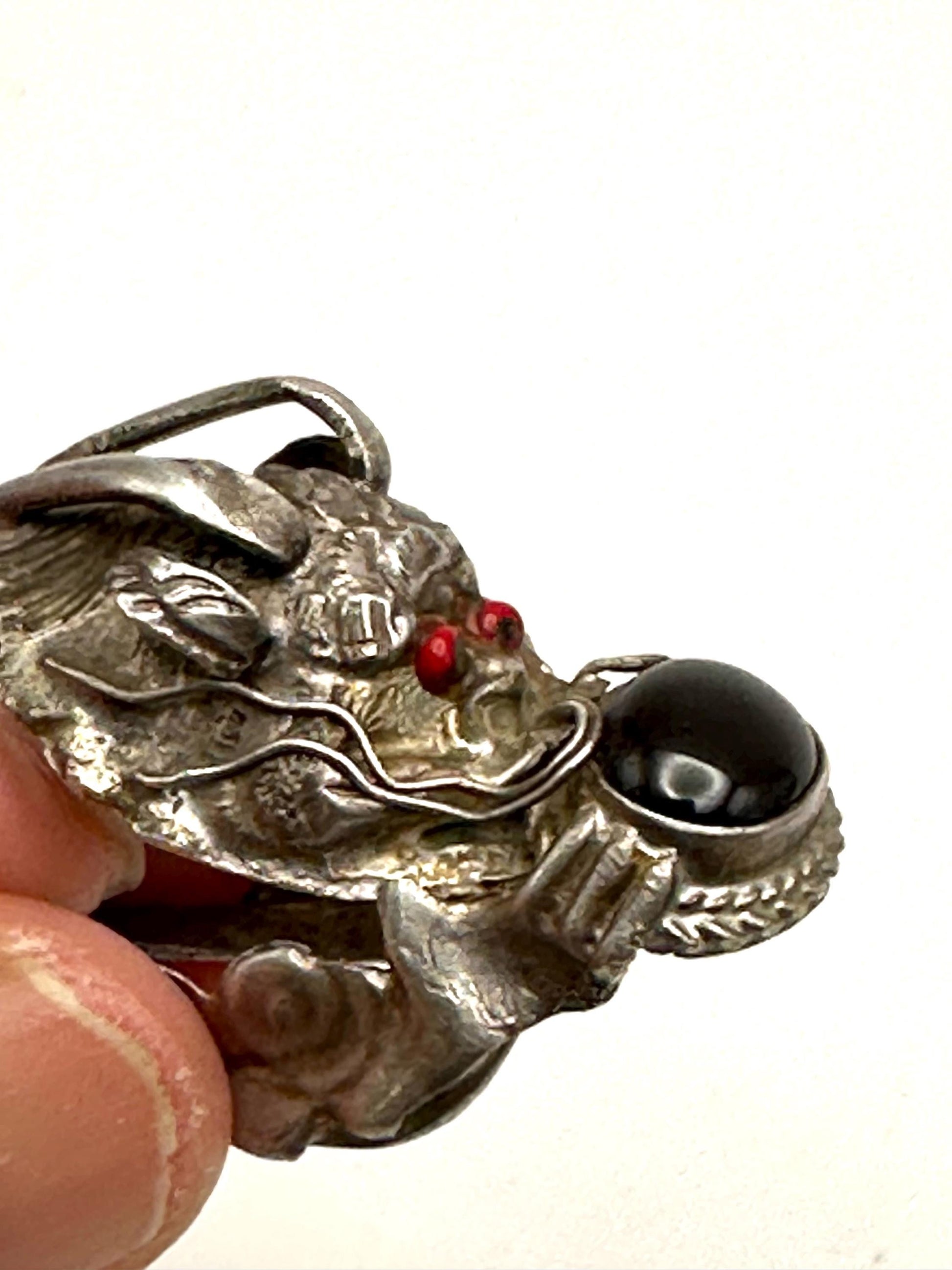 Dragon ring,sterling silver, handcrafted,black obsidian, ethnic style, adjustable ring,Himalayan,Nepalese
