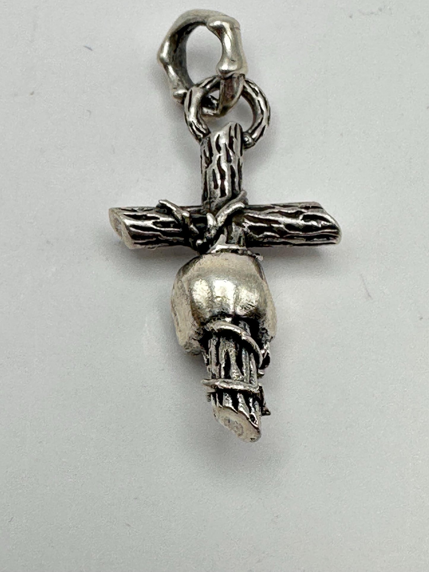 Sterling Silver Cross Skull Pendant: Gothic Turquoise Jewelry
