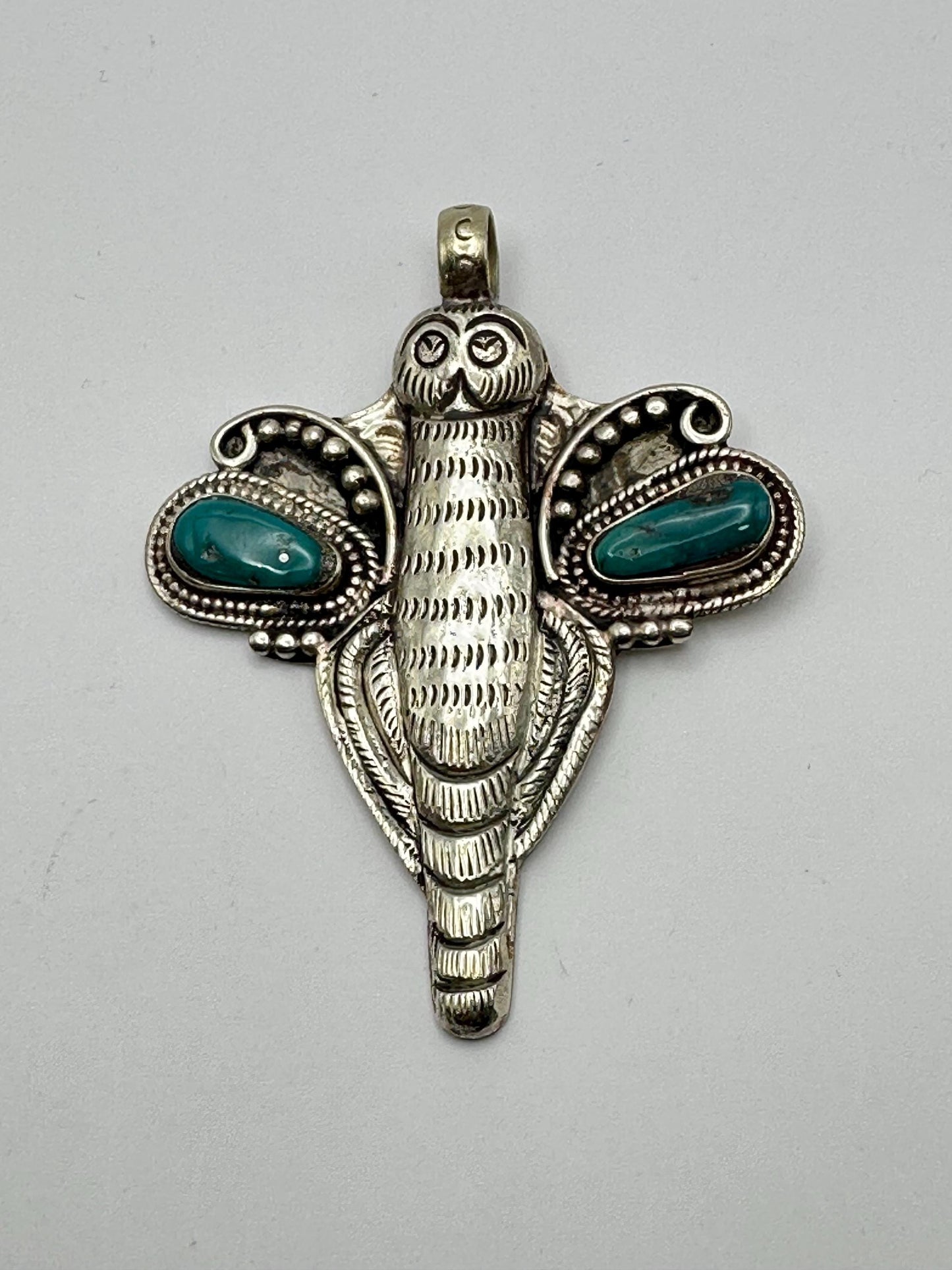 Dragonfly pendant,Turquoise,handcrafted,Tibetan silver,Nepalese