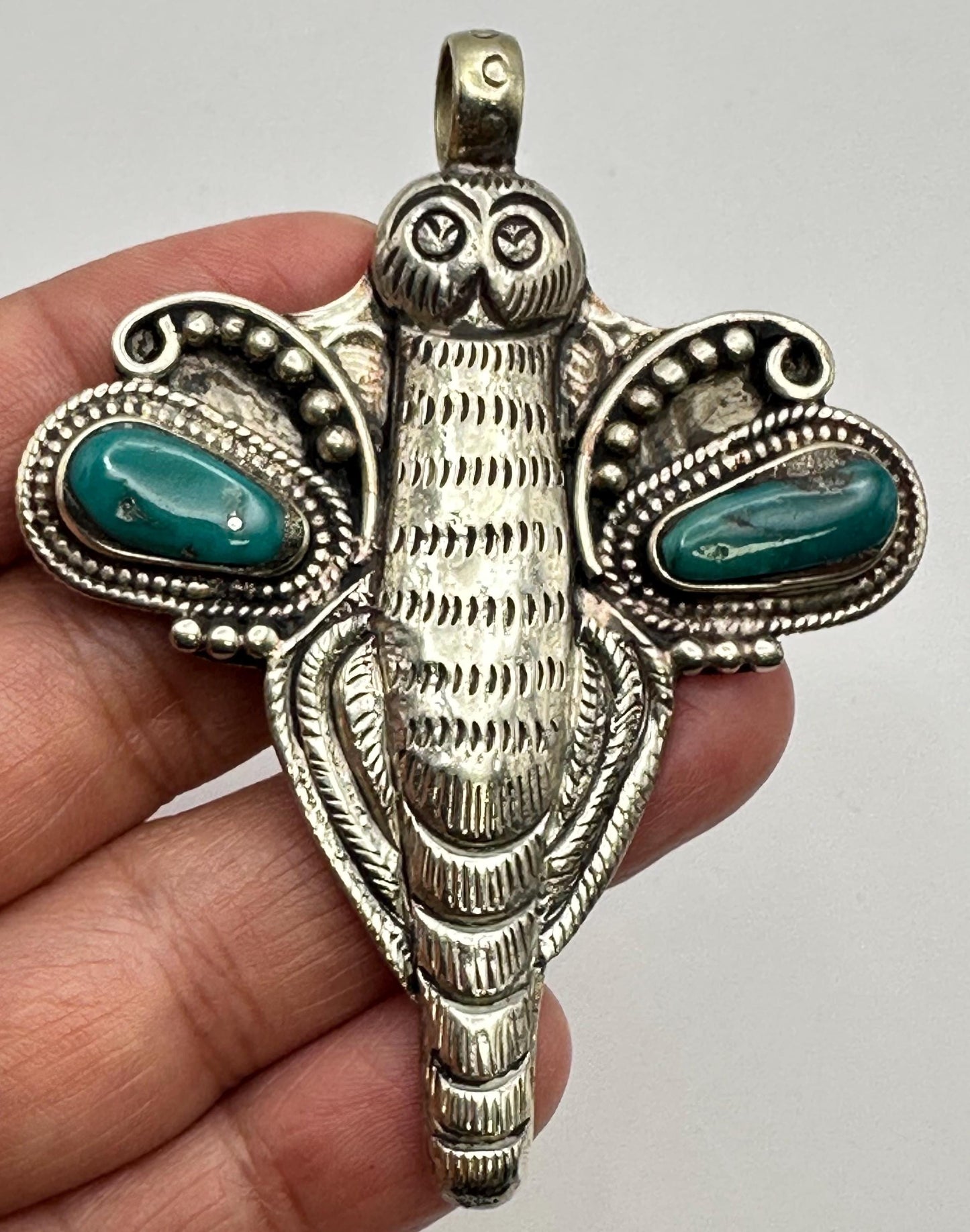 Dragonfly pendant,Turquoise,handcrafted,Tibetan silver,Nepalese