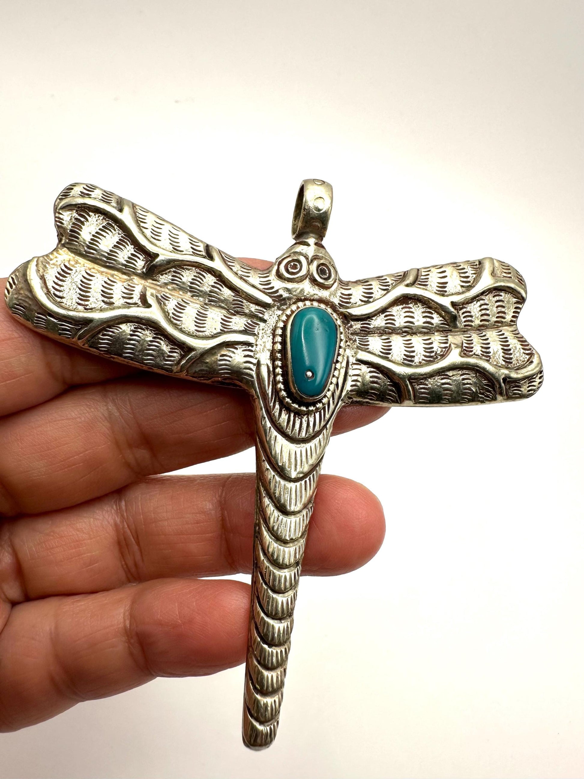 Dragonfly pendant,handcrafted, Tibetan silver,Bug pendant,Nepalese