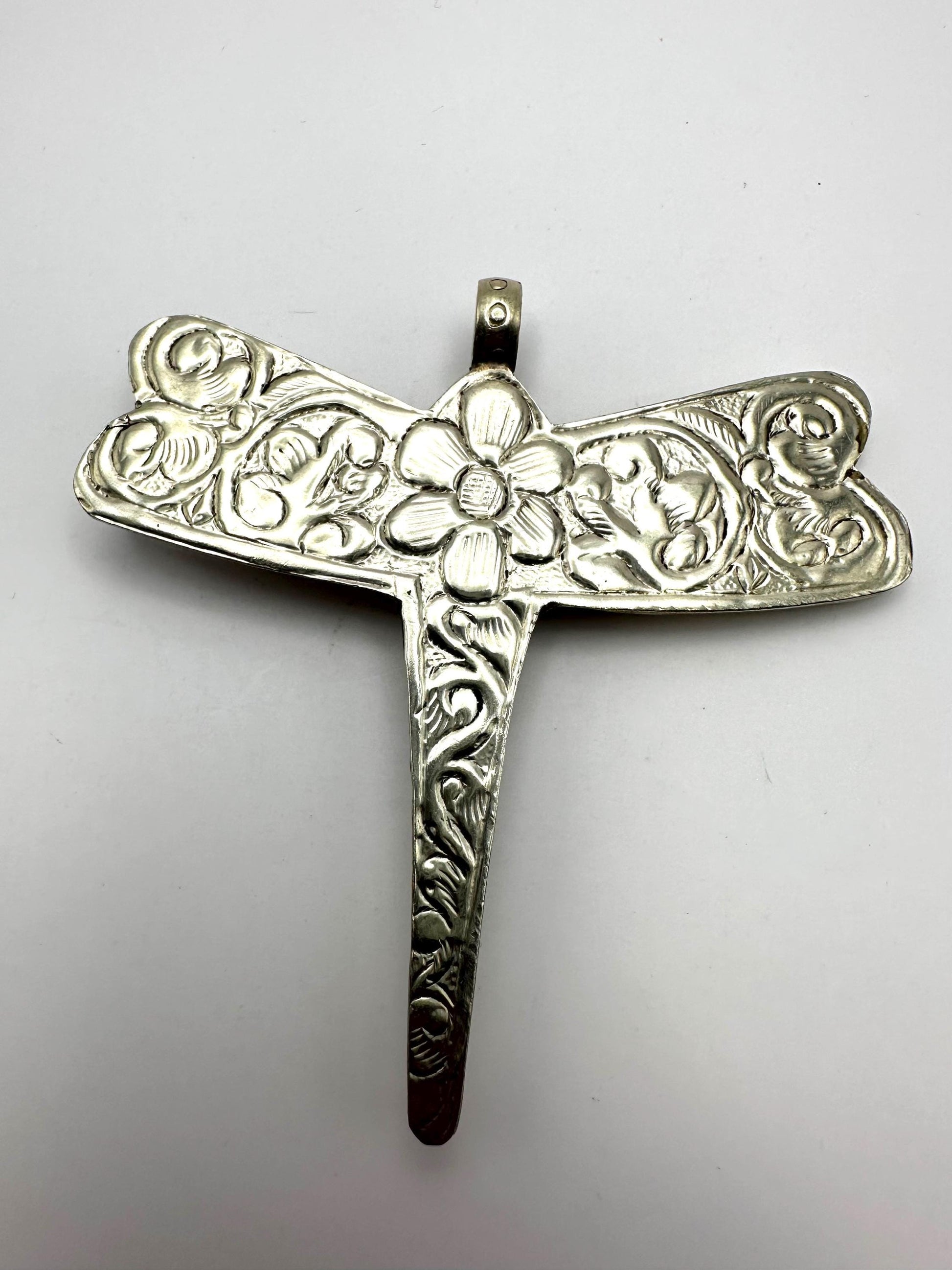 Dragonfly pendant,handcrafted, Tibetan silver,Bug pendant,Nepalese