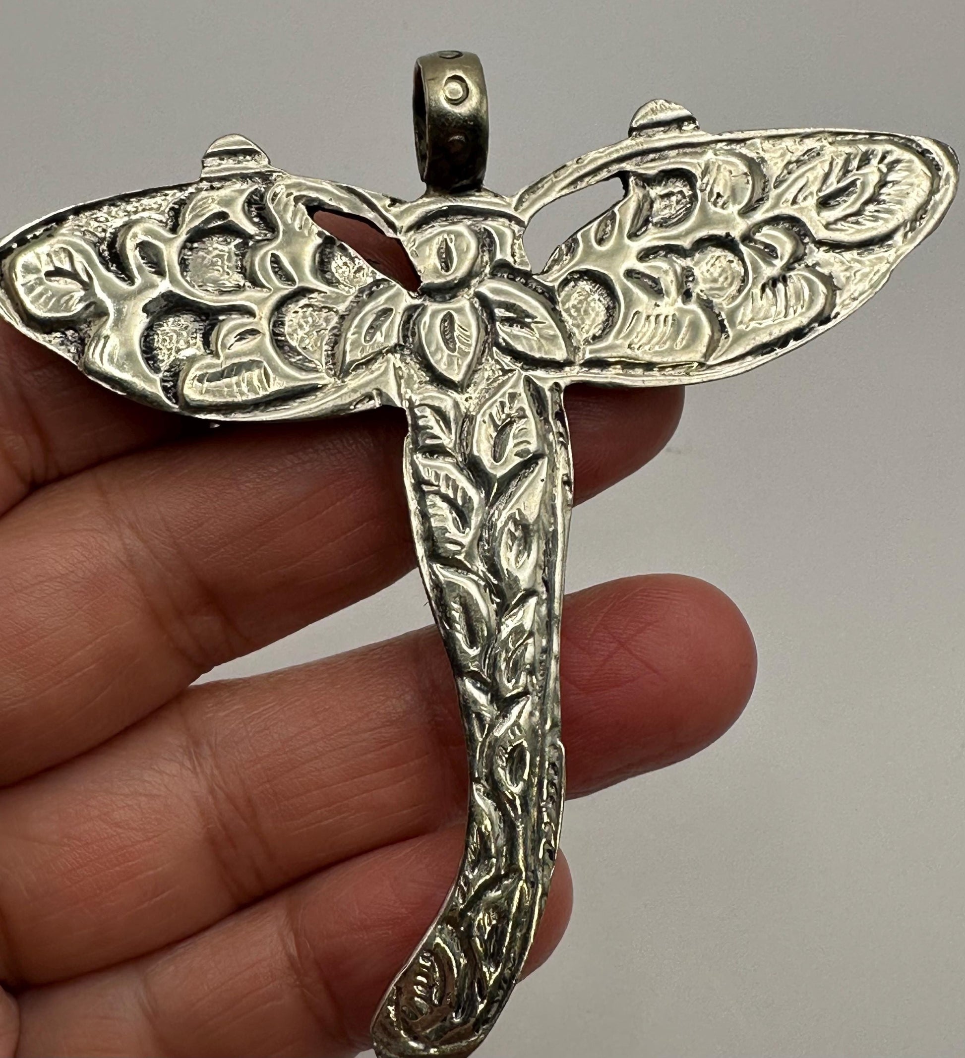 Dragonfly pendant,Tibetan silver,Turquoise, handcrafted,Bug pendant,Nepalese