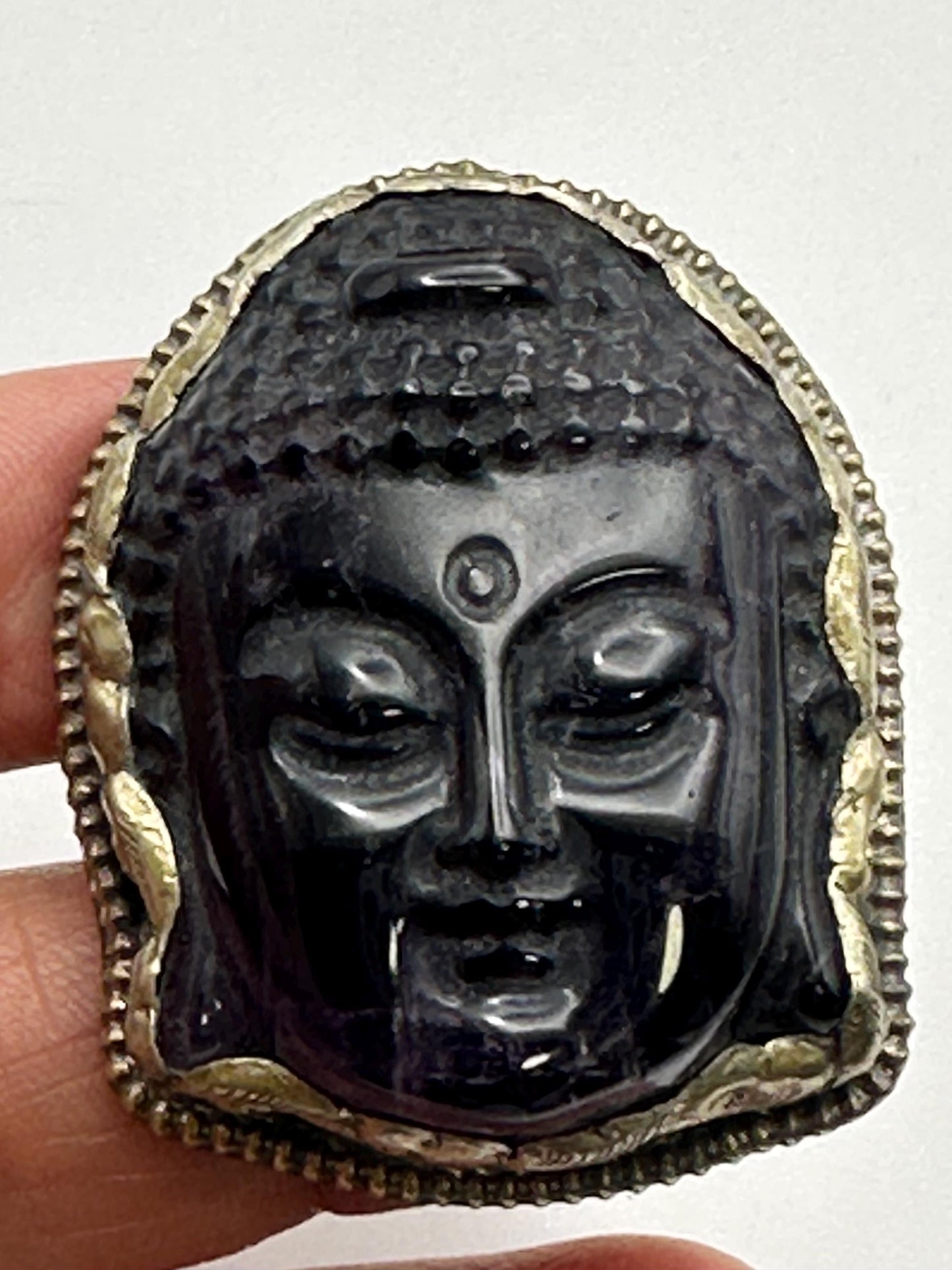 Amethyst ring,Buddha ring,handcrafted,Tibetan silver,adjustable ring,Buddha head