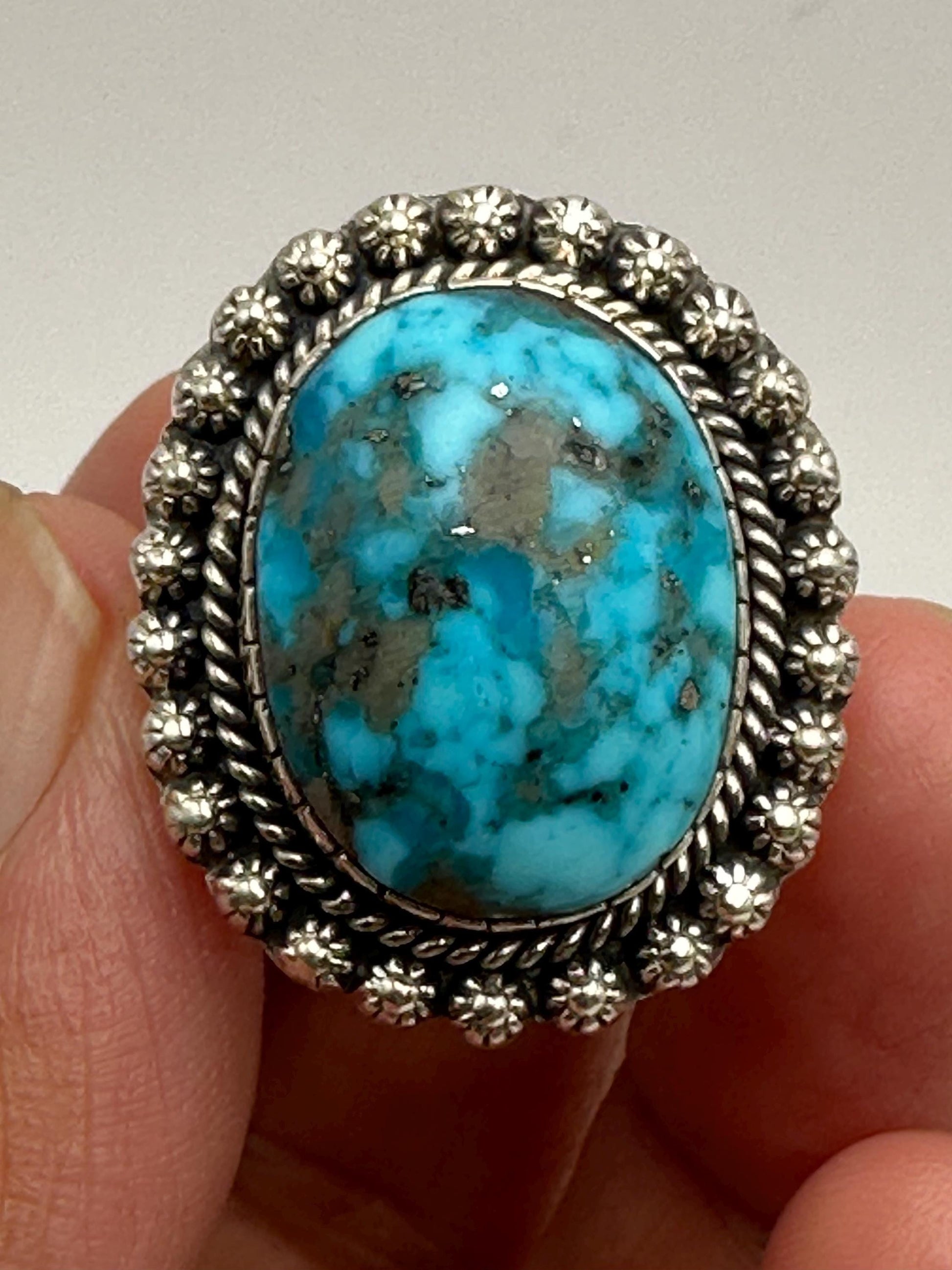 Turquoise ring,Persian Turquoise,sterling silver