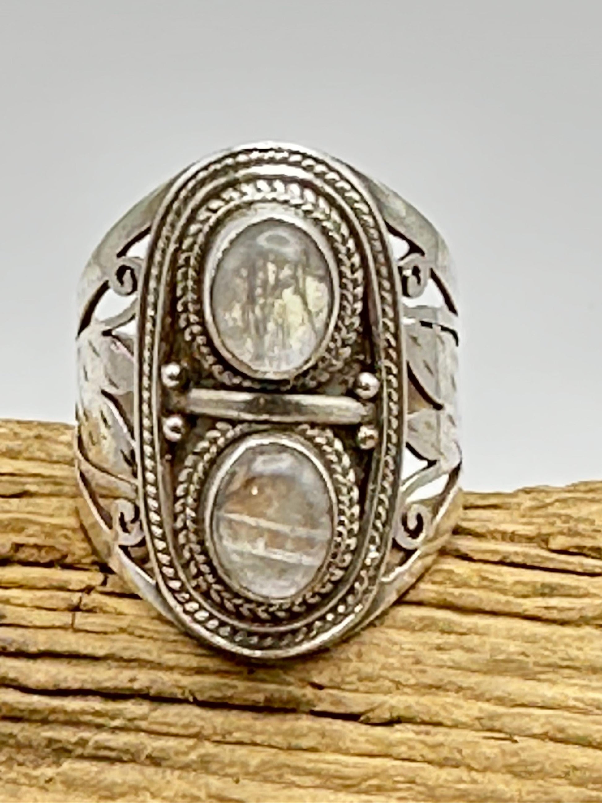 Moon stone ring,rainbow moonstone,handcrafted,sterling silver, ethnic style,Nepalese