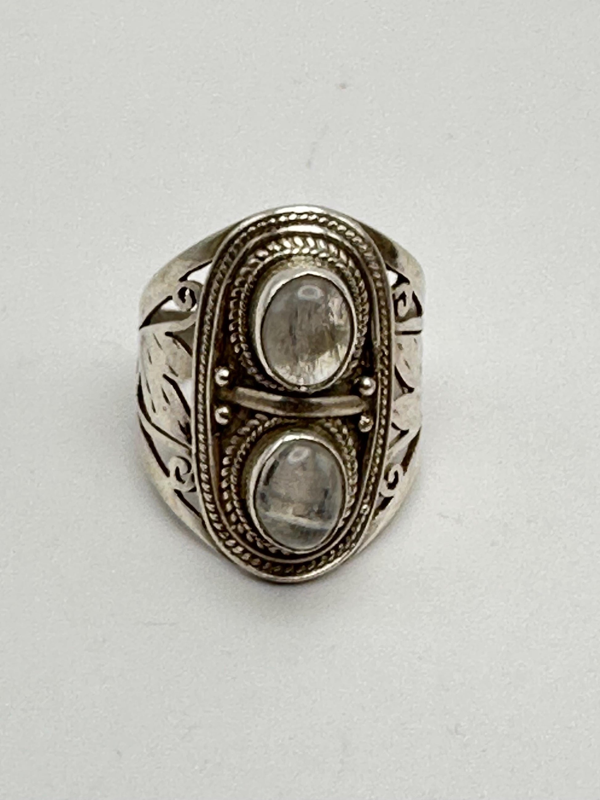 Moon stone ring,rainbow moonstone,handcrafted,sterling silver, ethnic style,Nepalese