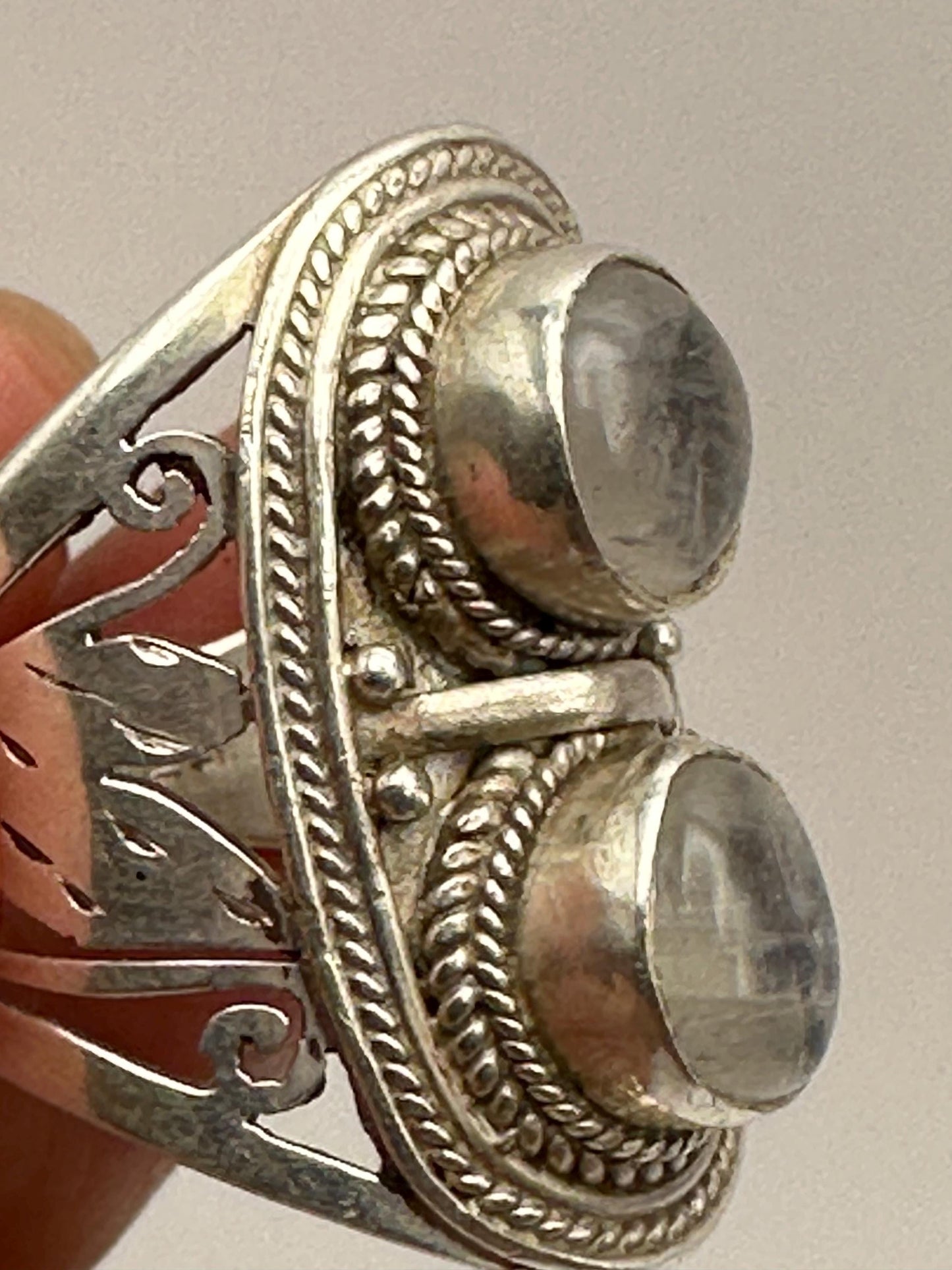 Moon stone ring,rainbow moonstone,handcrafted,sterling silver, ethnic style,Nepalese