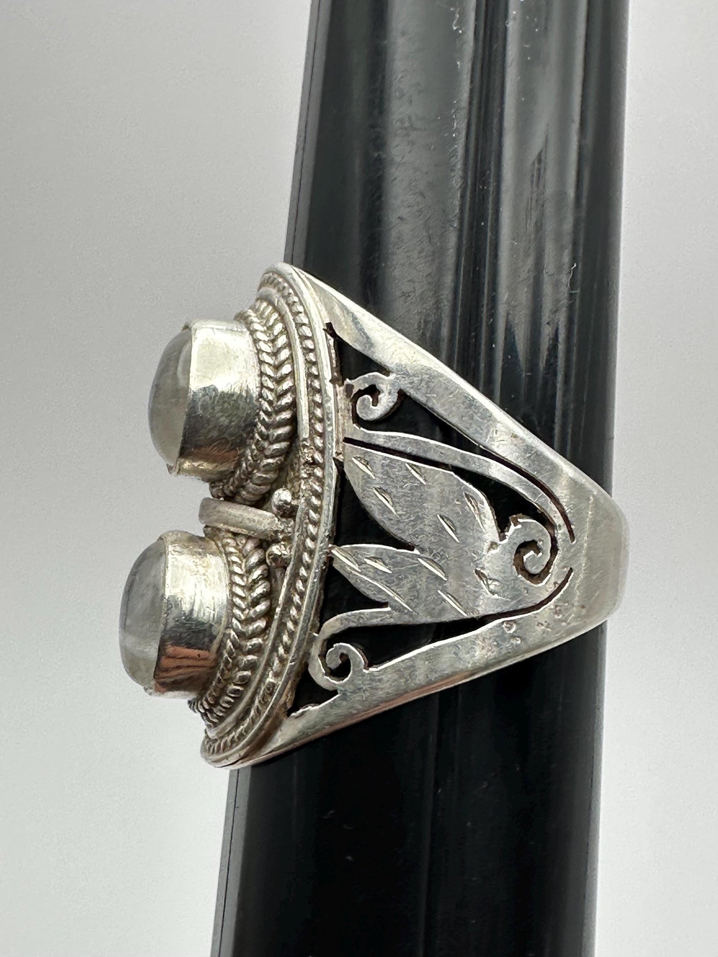 Moon stone ring,rainbow moonstone,handcrafted,sterling silver, ethnic style,Nepalese