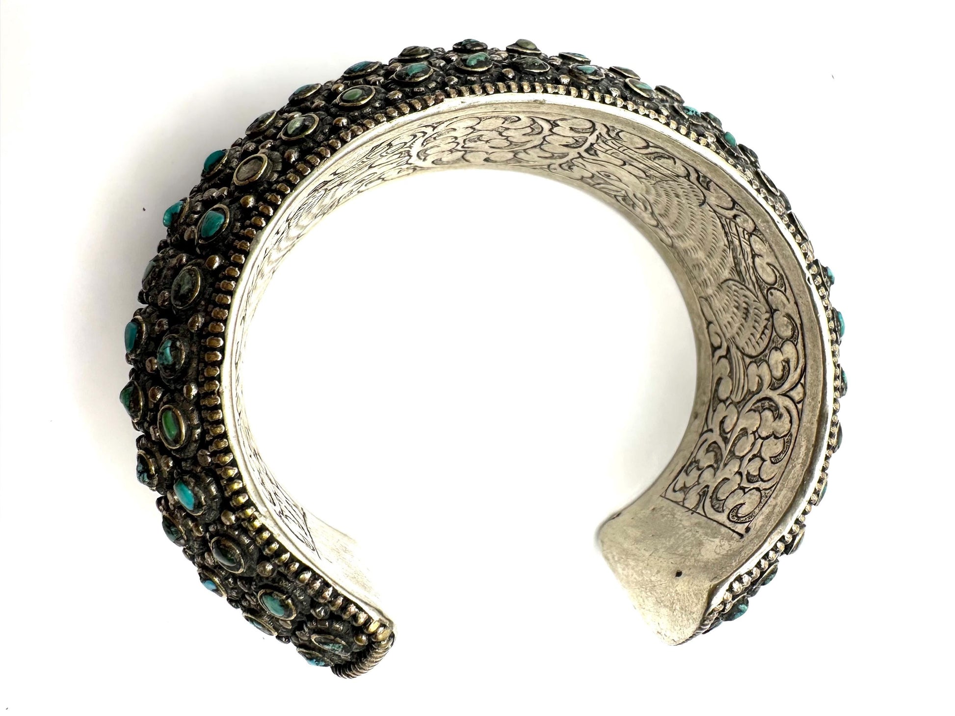 Cuff bracelet,bangle,Turquoise, handcrafted,Tibetan silver,ethnic design,Himalayan,Nepalese