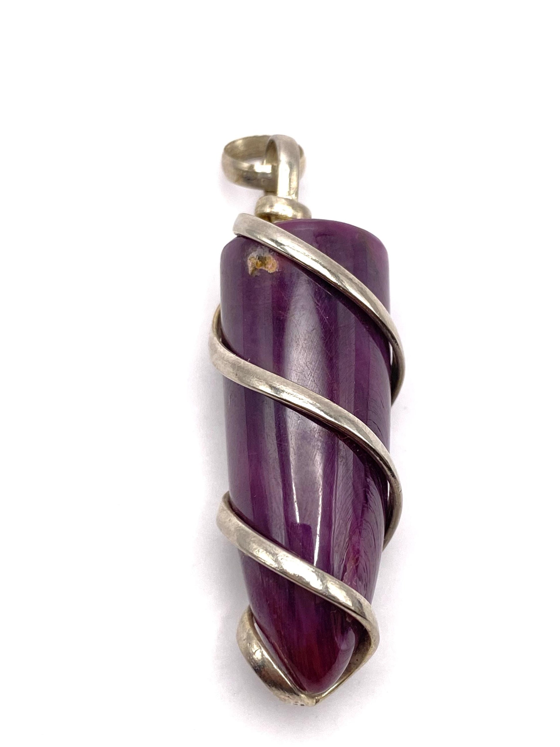 Ruby zoisite pendant, handcrafted, sterling silver, pointed pendant,Nepalese