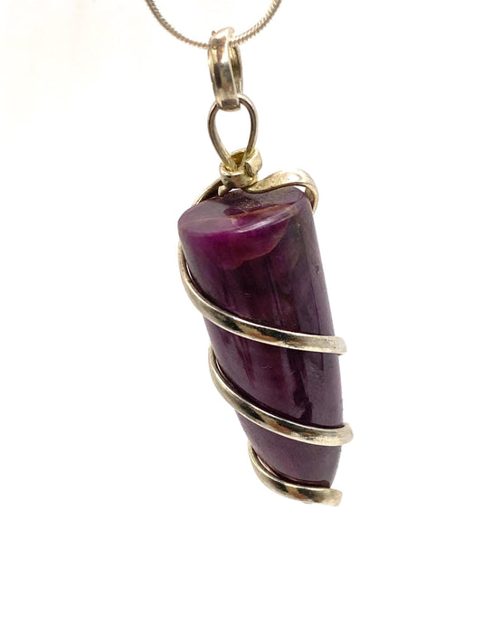 Ruby zoisite pendant, handcrafted, sterling silver, pointed pendant,Nepalese