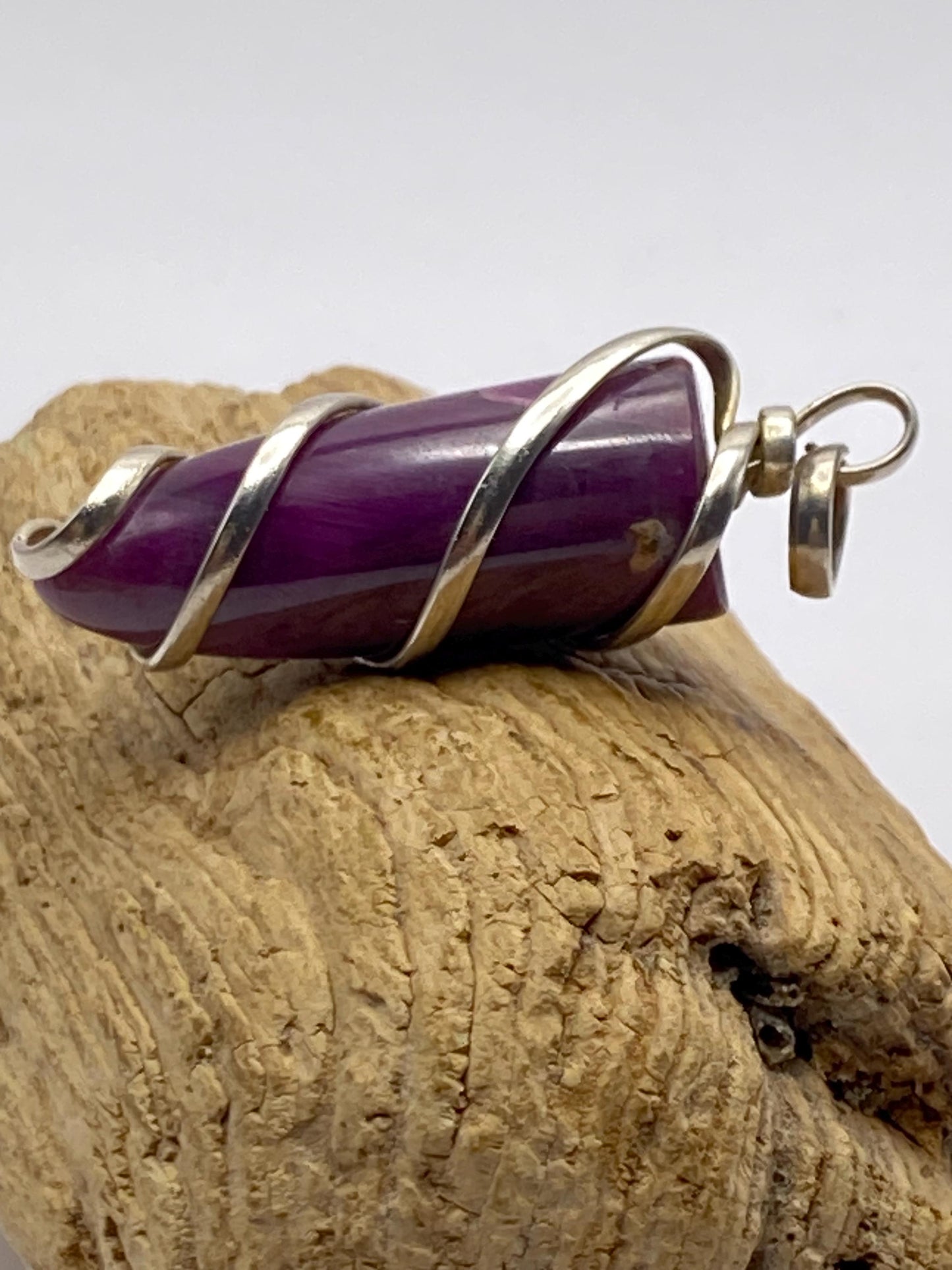 Ruby zoisite pendant, handcrafted, sterling silver, pointed pendant,Nepalese