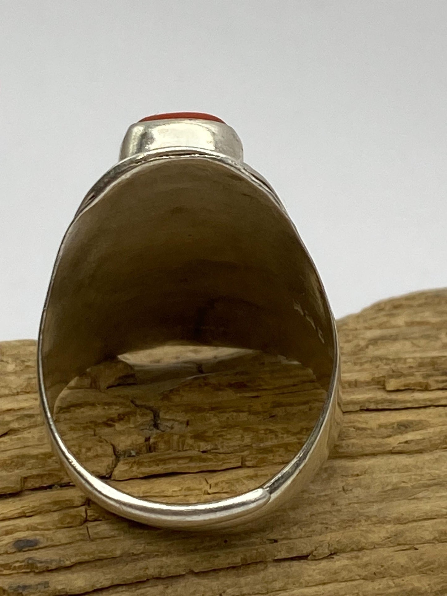 Turquoise, coral ring,handcrafted,sterling silver,adjustable,