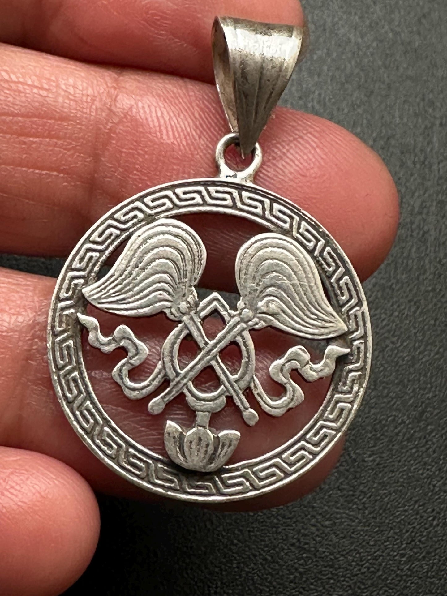 Sterling silver, Fly whisk pendant,spiritual