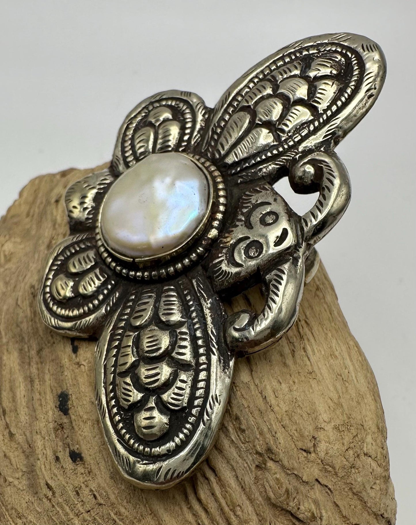 Butterfly pendant,mother of pearl,handcrafted, Tibetan silver,ethnic style,bug pendant, Nepalese