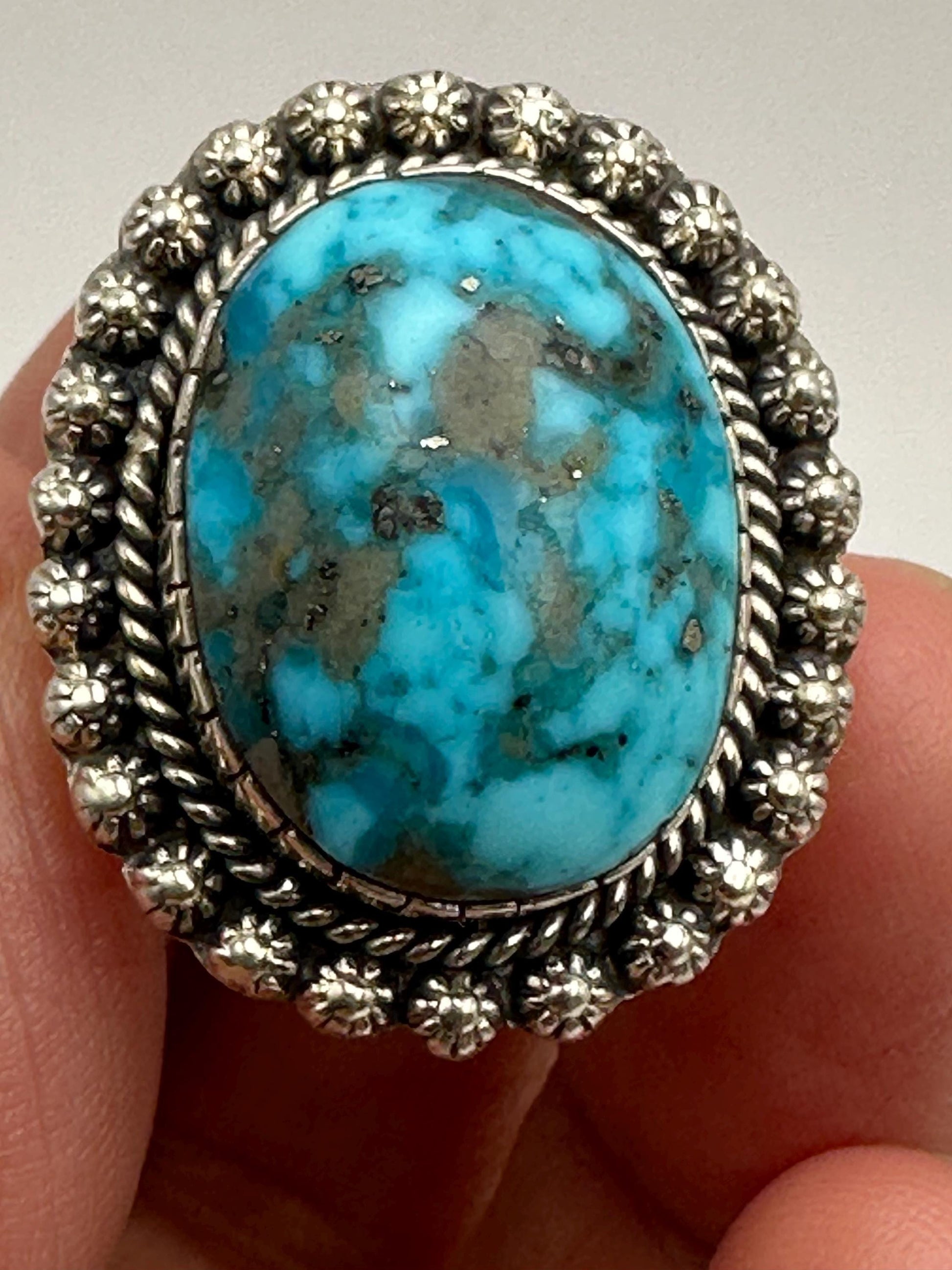 Turquoise ring,Persian Turquoise,sterling silver