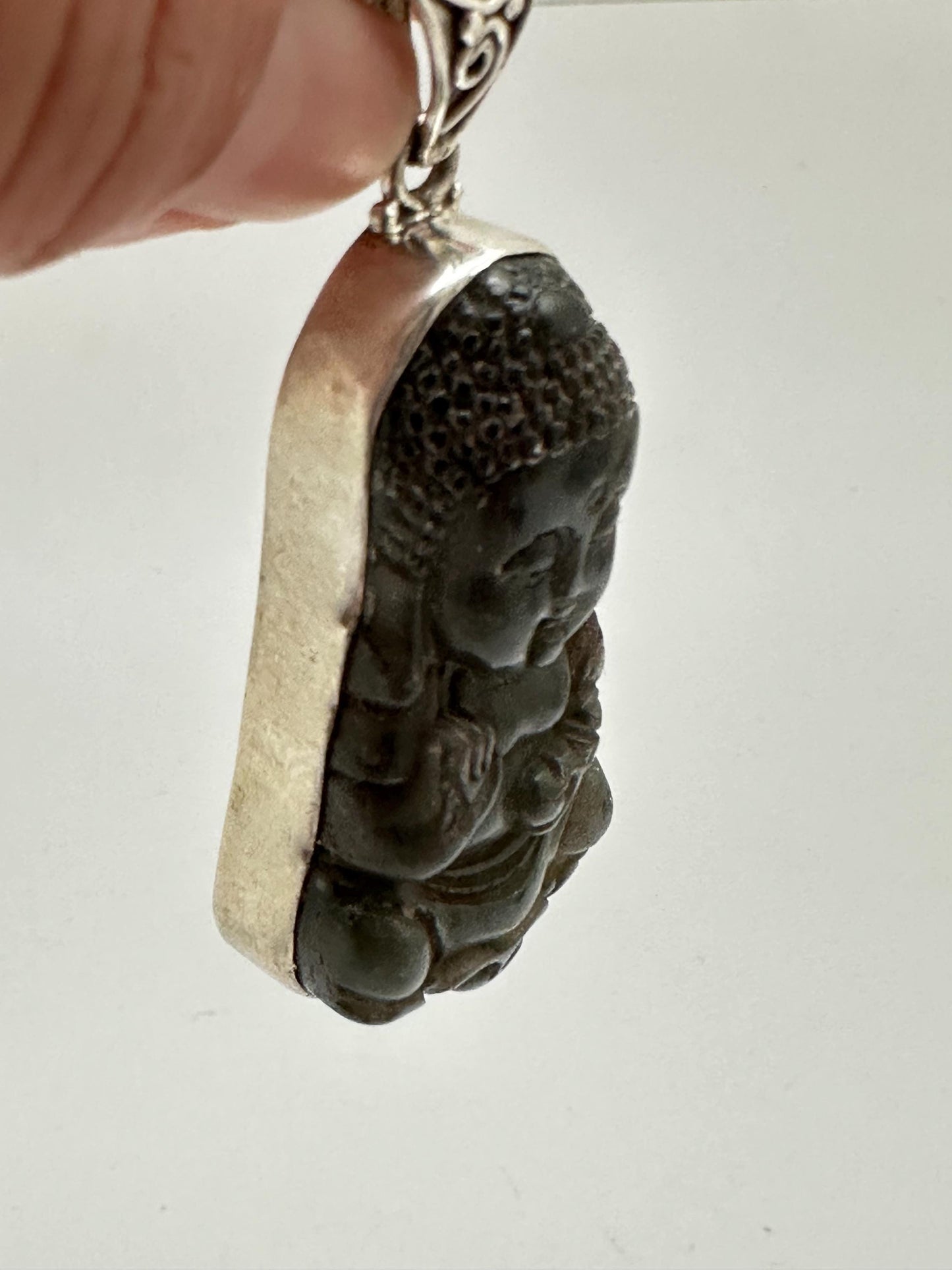 Buddha pendant, Baby Buddha, Labradorite, Handcrafted, sterling silver, spiritual, meditation,Nepalese,