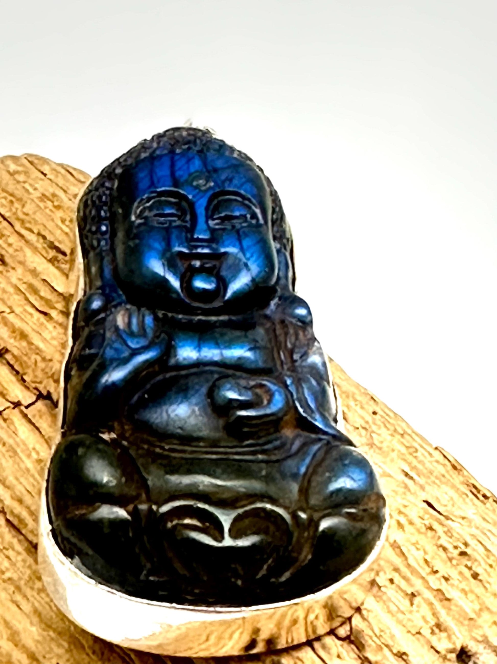 Buddha pendant, Baby Buddha, Labradorite, Handcrafted, sterling silver, spiritual, meditation,Nepalese,
