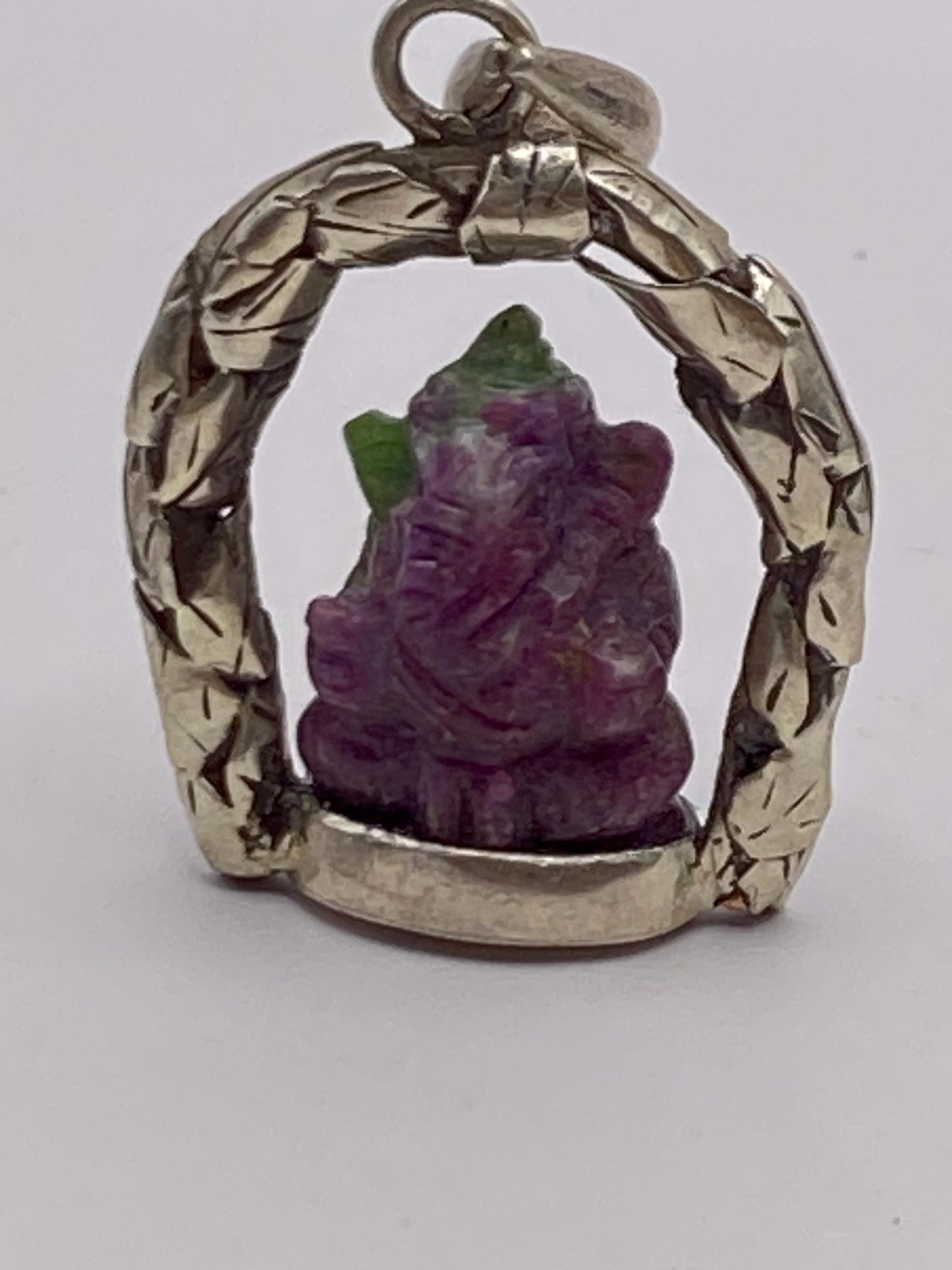 Ganesha pendant,Lord Ganesh,handcrafted ,charm,Goodluck,prosperity,Auspicious, silver,sterling silver,Ruby zoisite