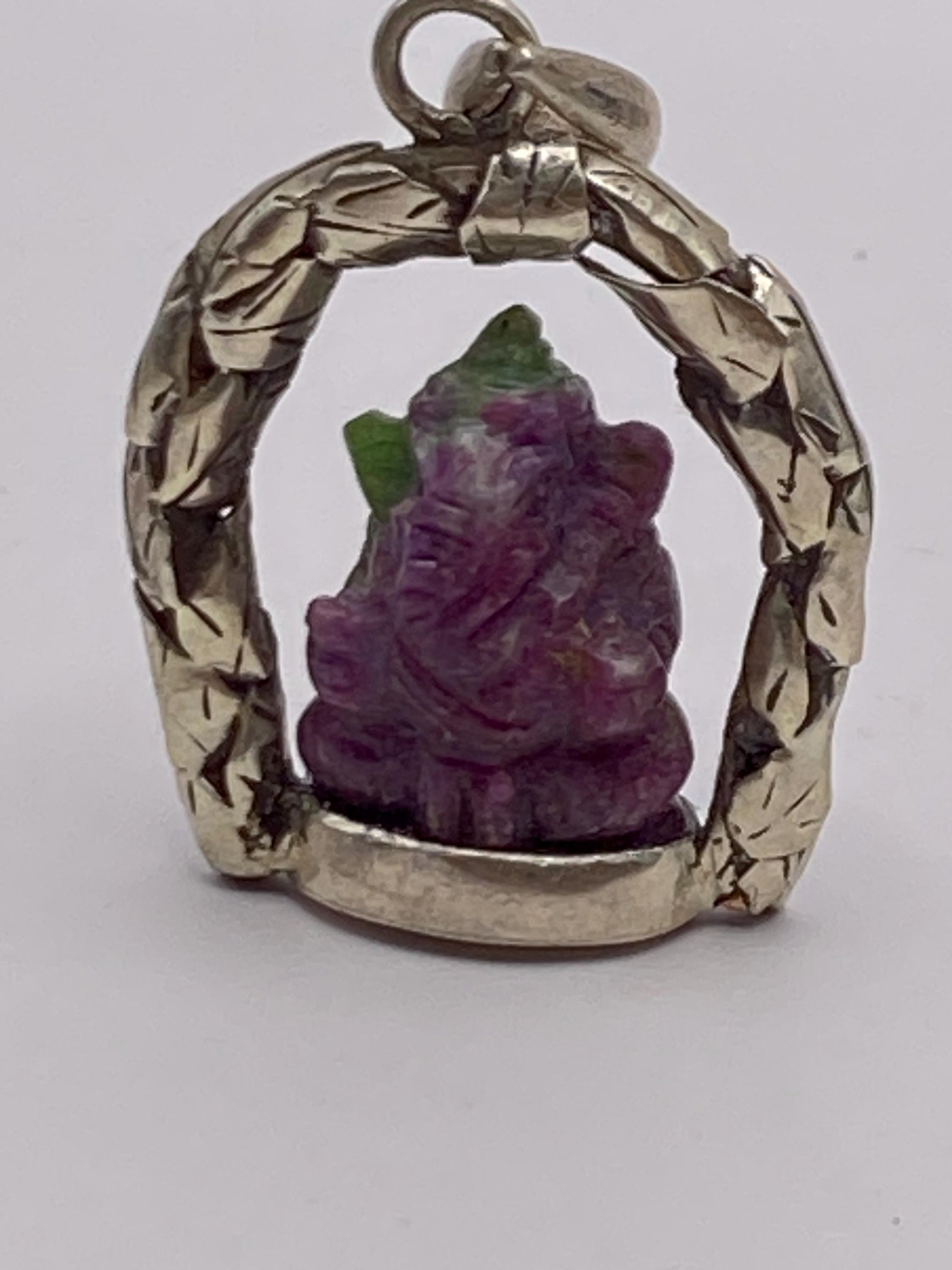 Ganesha pendant,Lord Ganesh,handcrafted ,charm,Goodluck,prosperity,Auspicious, silver,sterling silver,Ruby zoisite