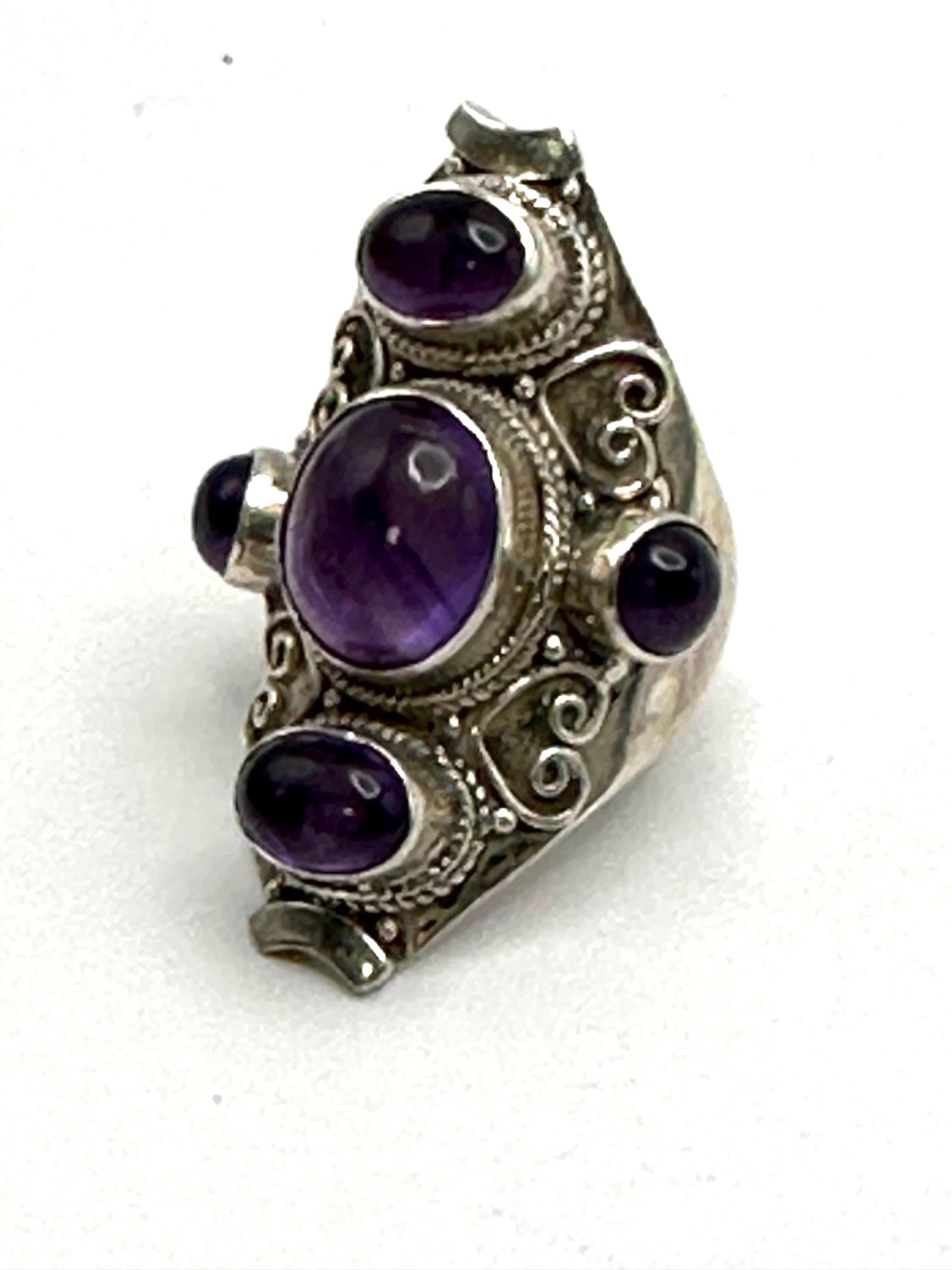Amethyst ring,handcrafted, sterling silver,five stones ring,ethnic style, Nepalese