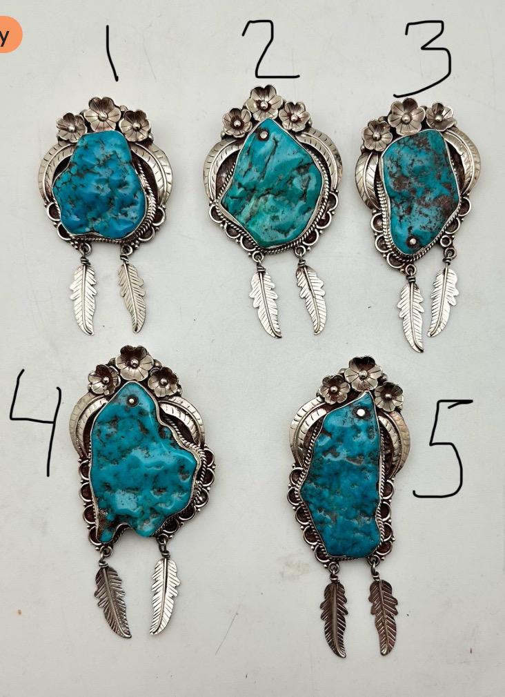 Handcrafted Turquoise Tibetan Silver Pendant: Ethnic Floral Dangle