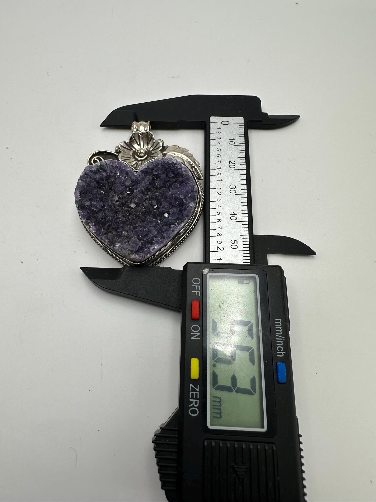 Amethyst Druzy Heart Pendant: Handcrafted Tibetan Silver Floral Design