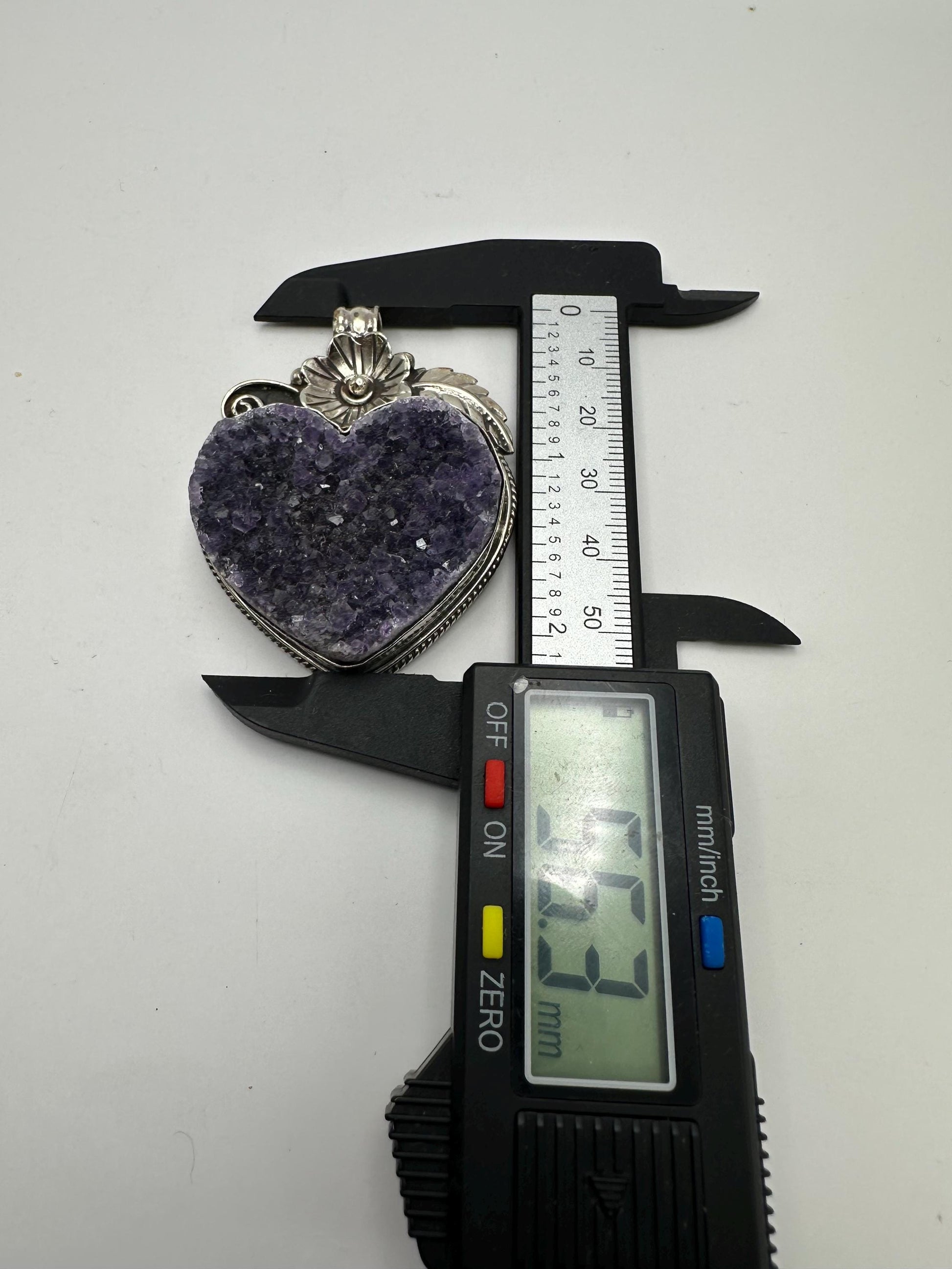Amethyst Druzy Heart Pendant: Handcrafted Tibetan Silver Floral Design