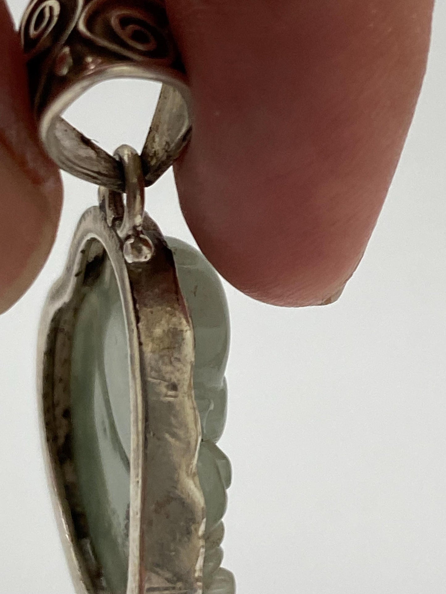 Jade Happy Buddha Pendant: Sterling Silver Amulet, Handcrafted Nepalese