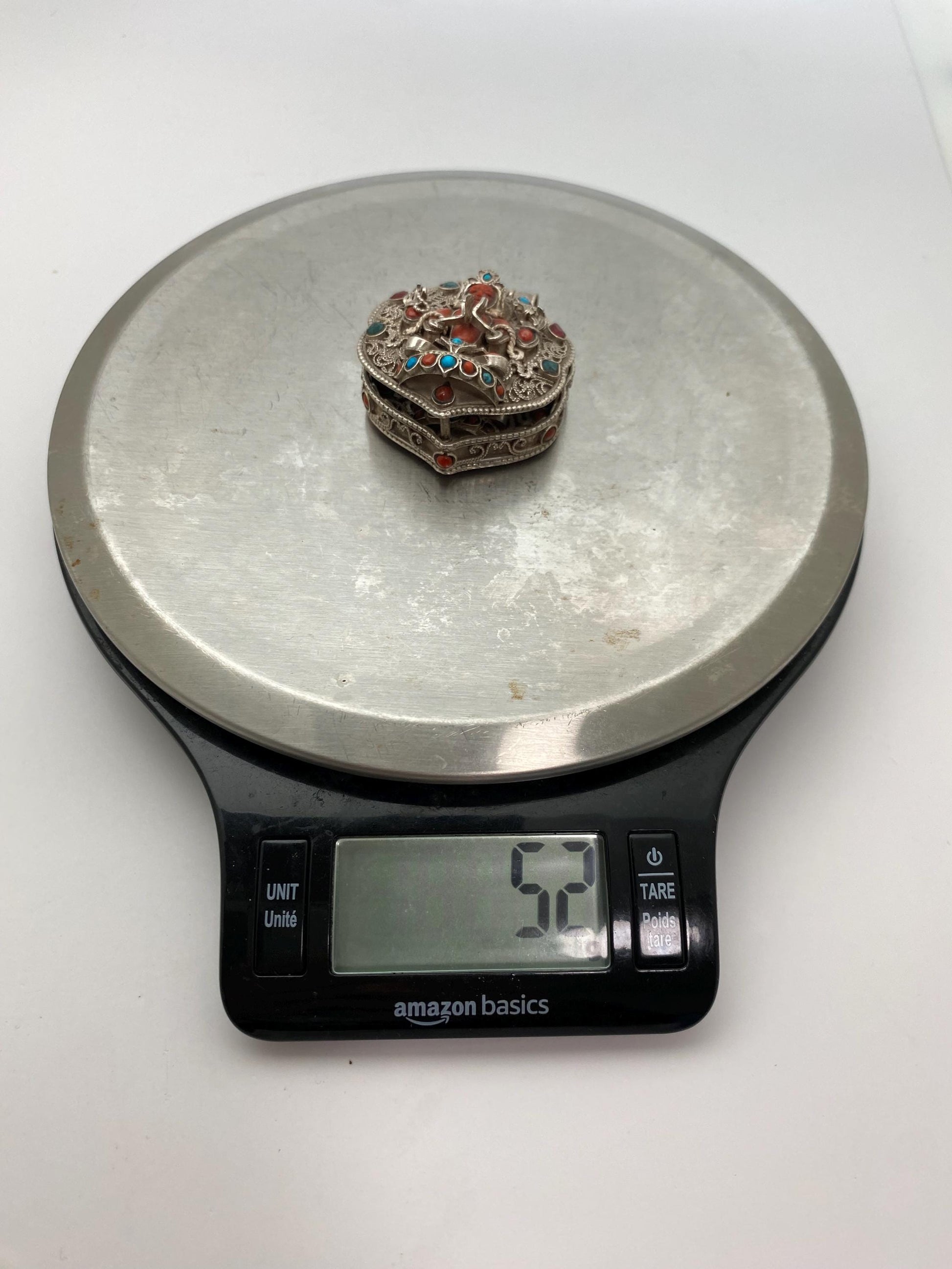 Handcrafted Sterling Silver Amitayush Buddha Pendant: Coral, Turquoise, Ruby, Emerald