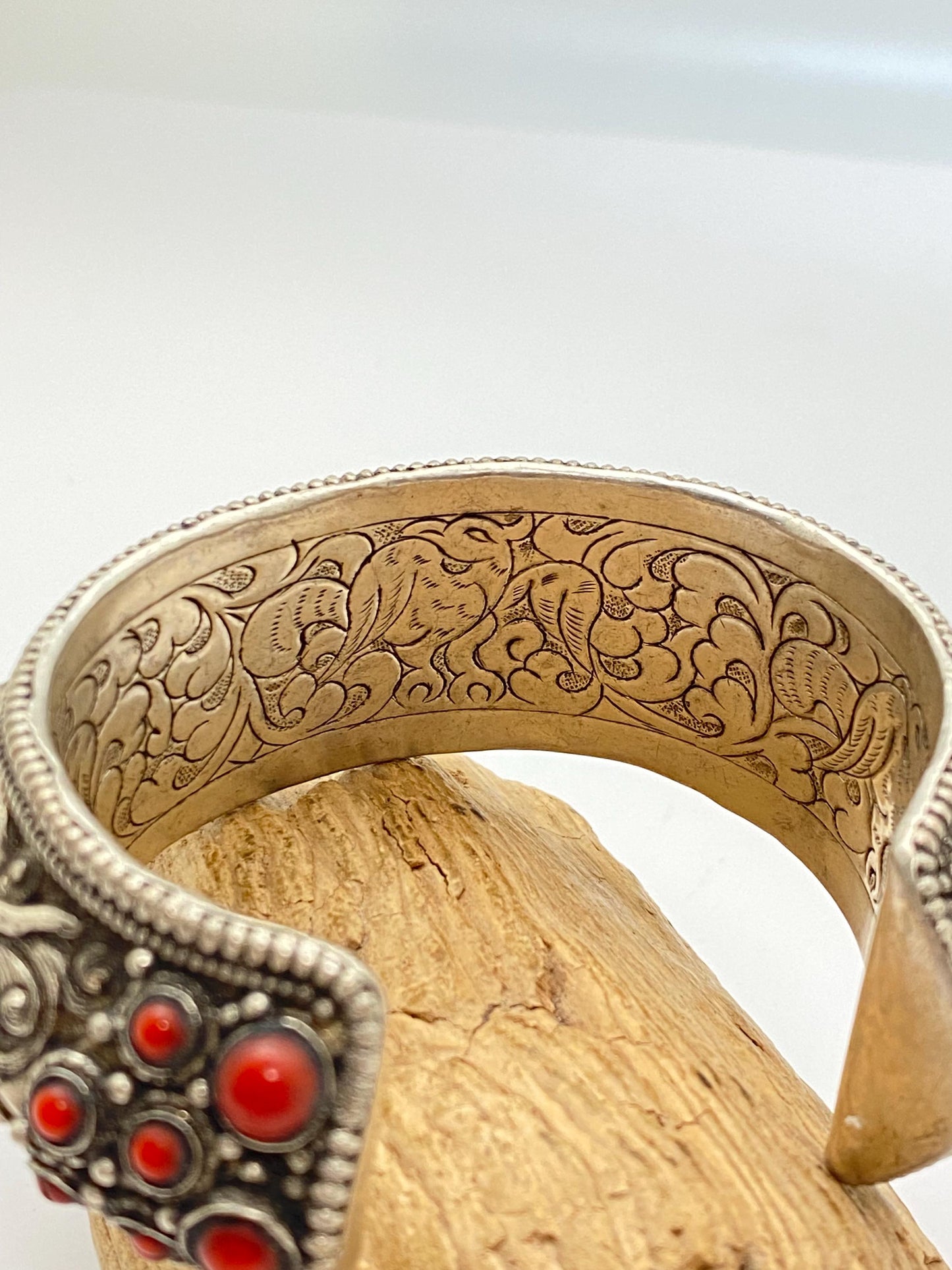 cuff bracelet, bangle, handcrafted, coral,turquoise ethnic design, animal lover, Tibetan silver, Himalayan, Nepalese