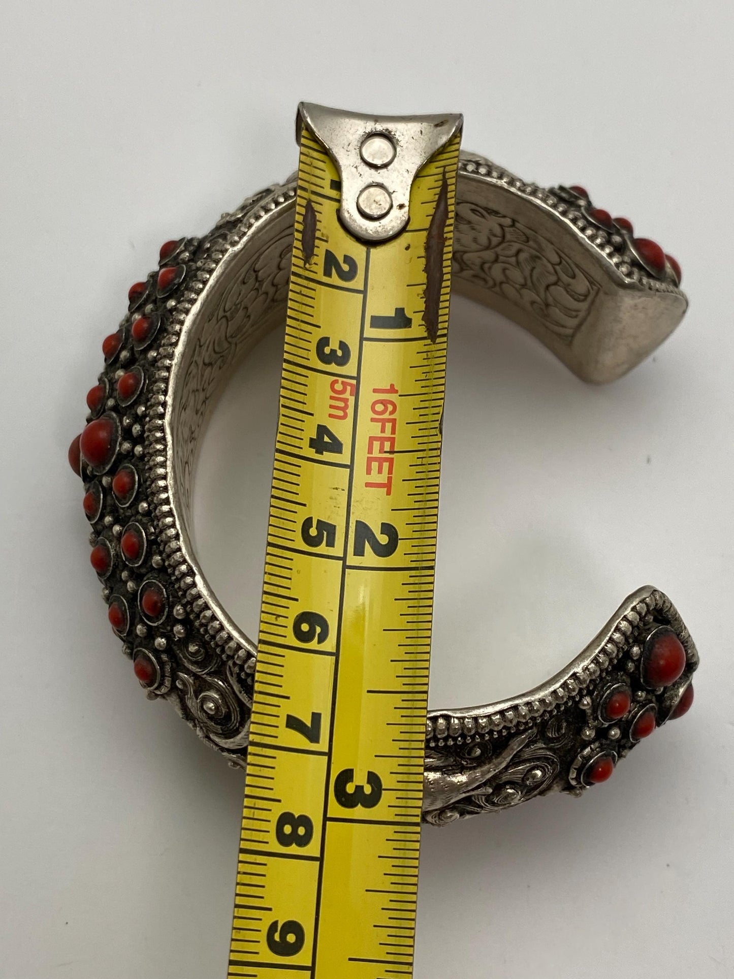 cuff bracelet, bangle, handcrafted, coral,turquoise ethnic design, animal lover, Tibetan silver, Himalayan, Nepalese