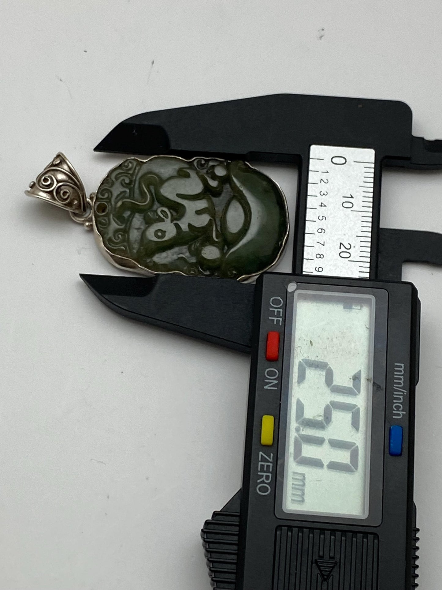 Carved Jade Rat Pendant: Sterling Silver Chinese Zodiac Charm