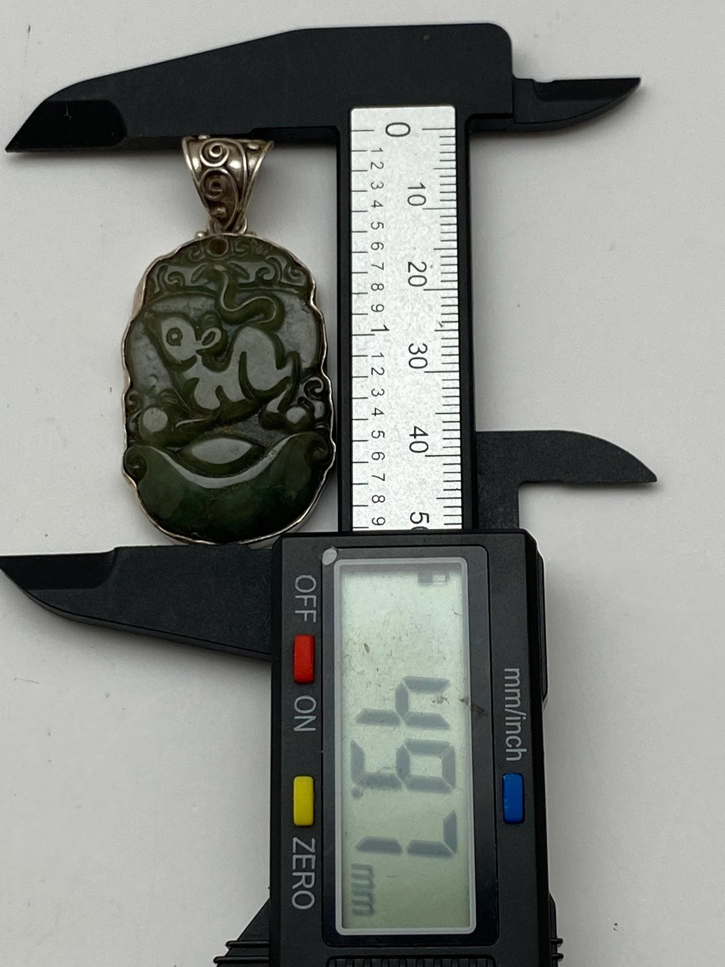 Carved Jade Rat Pendant: Sterling Silver Chinese Zodiac Charm