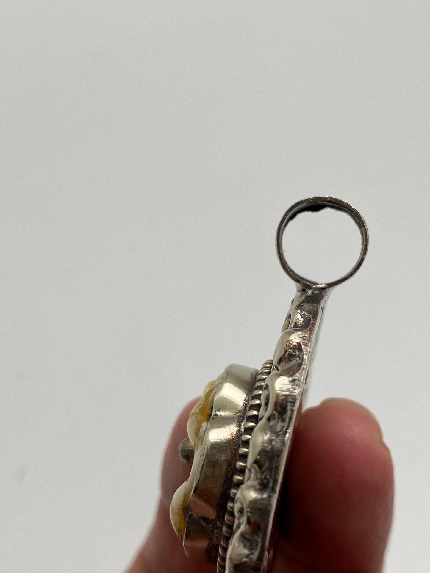flower pendant,mother of pearl,handcrafted, Tibetan silver,ethnic style,Nepalese,38mmX50mm