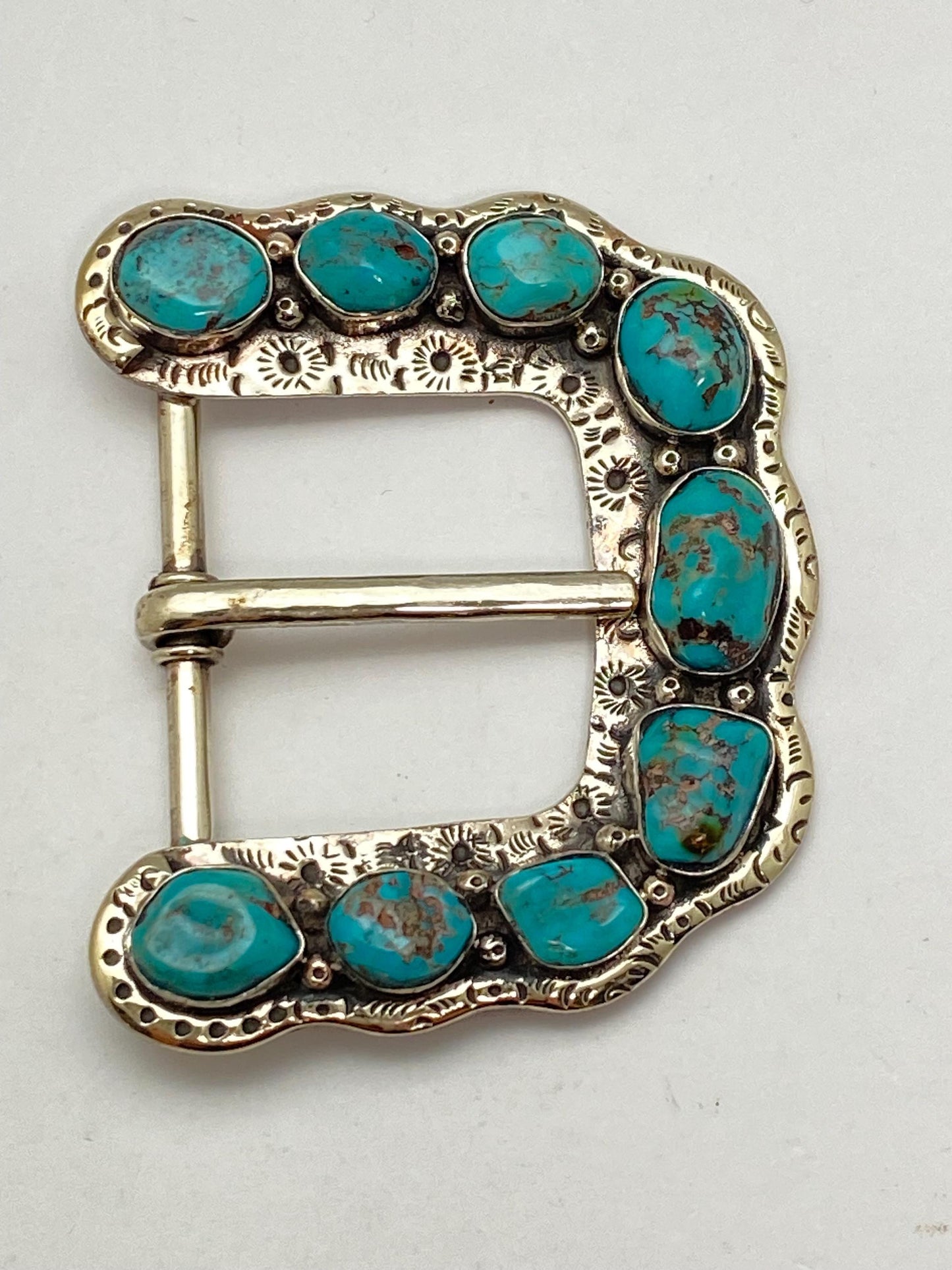 Belt buckle, handcrafted, Tibetan silver,Turquoise, ethnic design,Nepalese