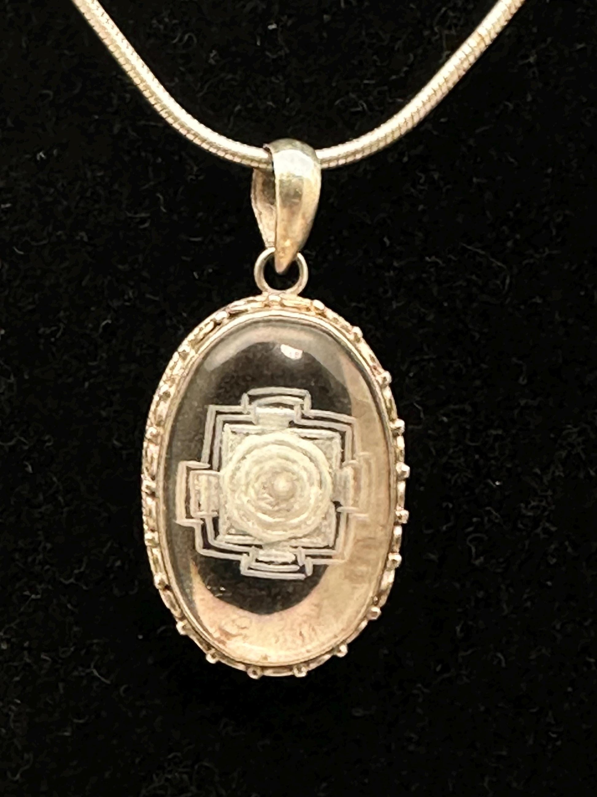 Shree yantra, shri yantra, quartz crystal carved, healing stone, amulet,spiritual, sterling silver, handcrafted, Nepalese