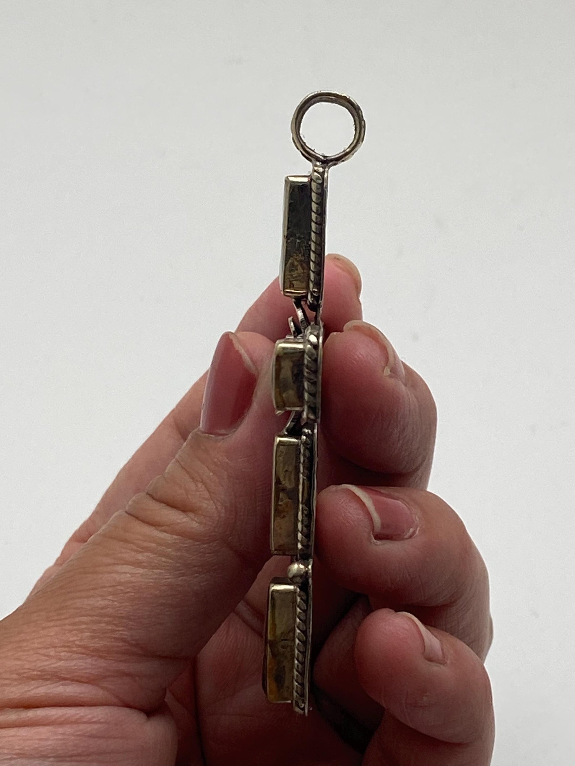 Cross pendant, mother of pearl, handcrafted, Tibetan silver, floral, Nepalese