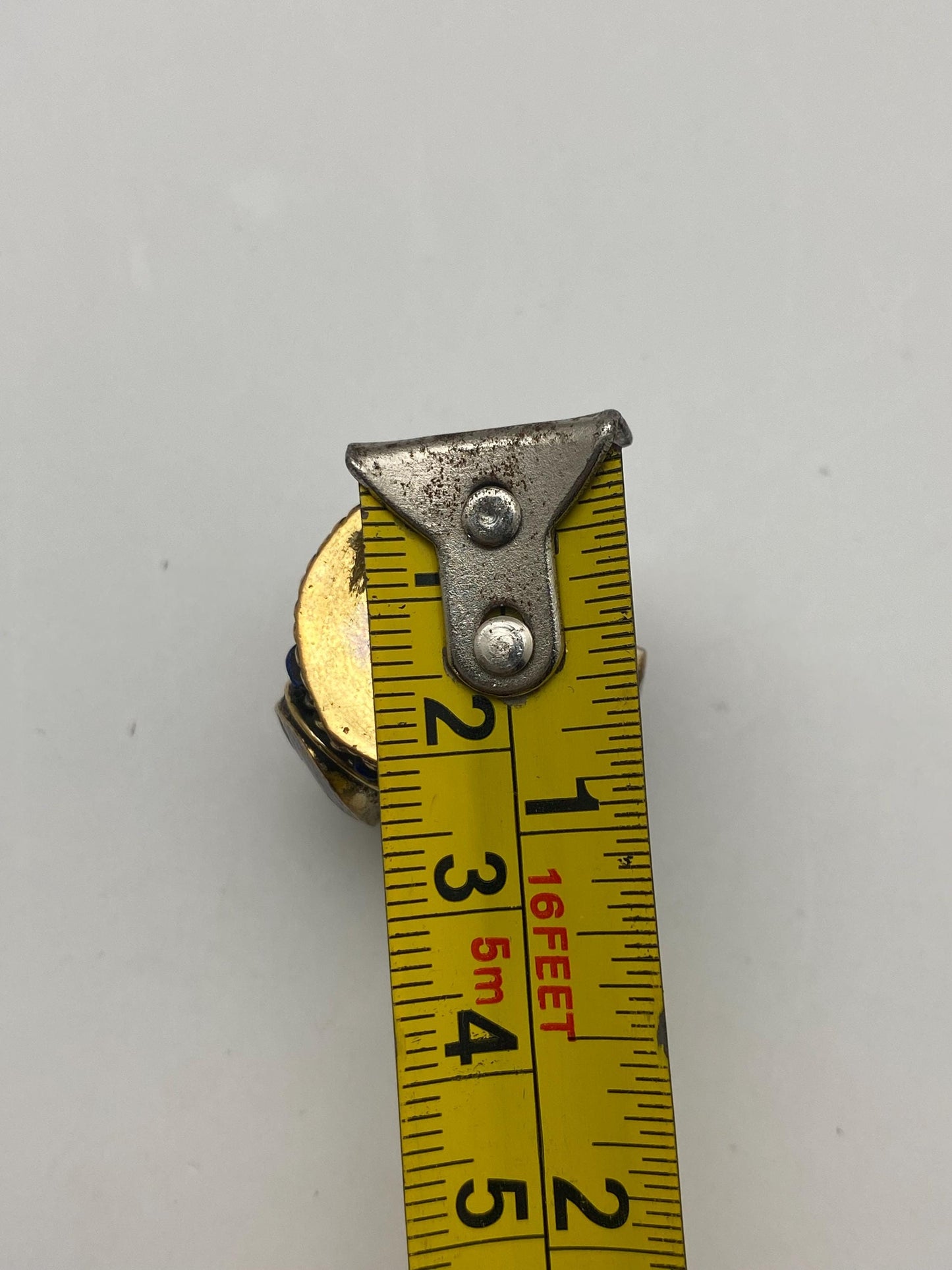 Handcrafted Brass & Lapis Bead: Ethnic Tribal Jewelry (38mmX25mm, 17gm)